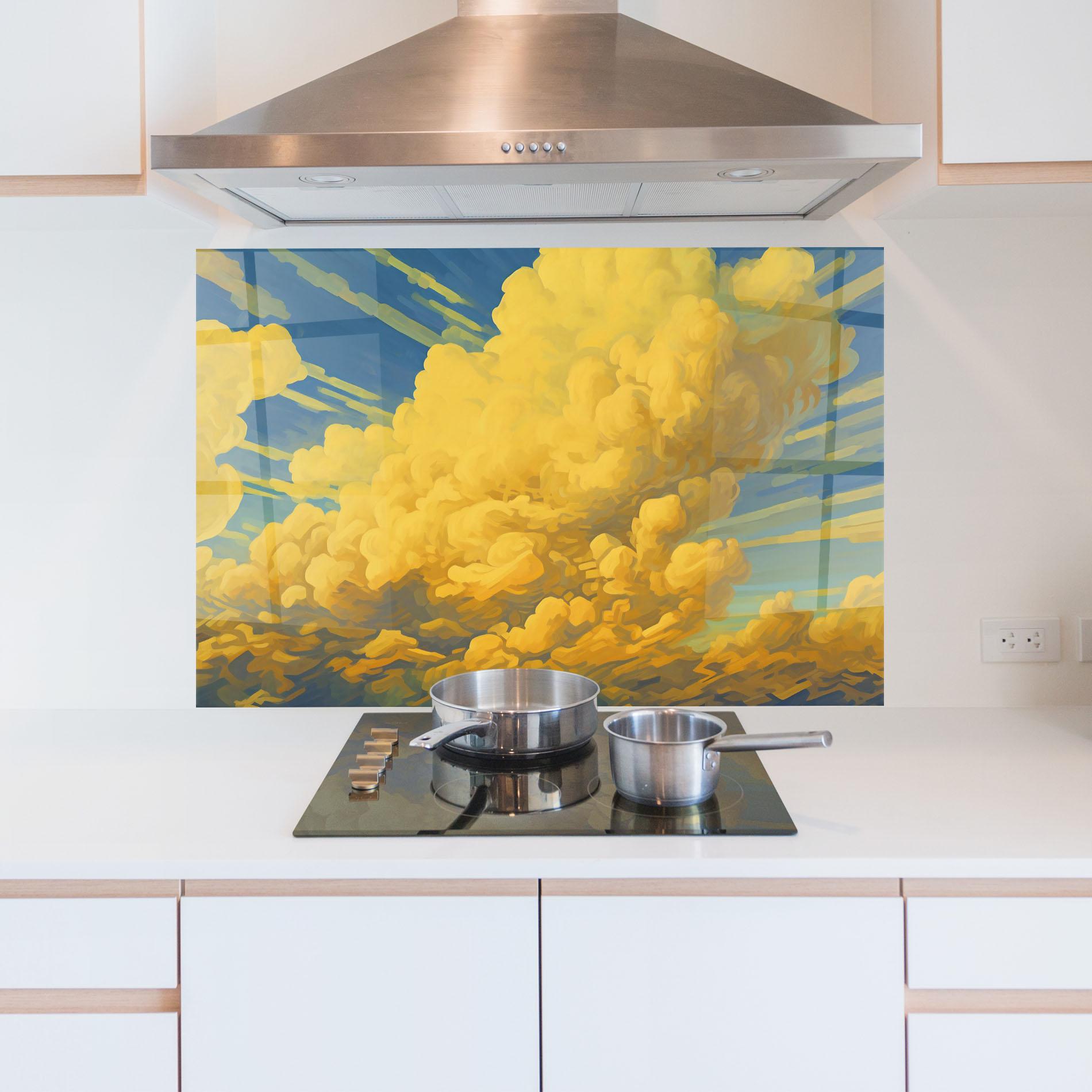 Konyhai üveg hátfal Big Yellow Cloud Art mockup 5