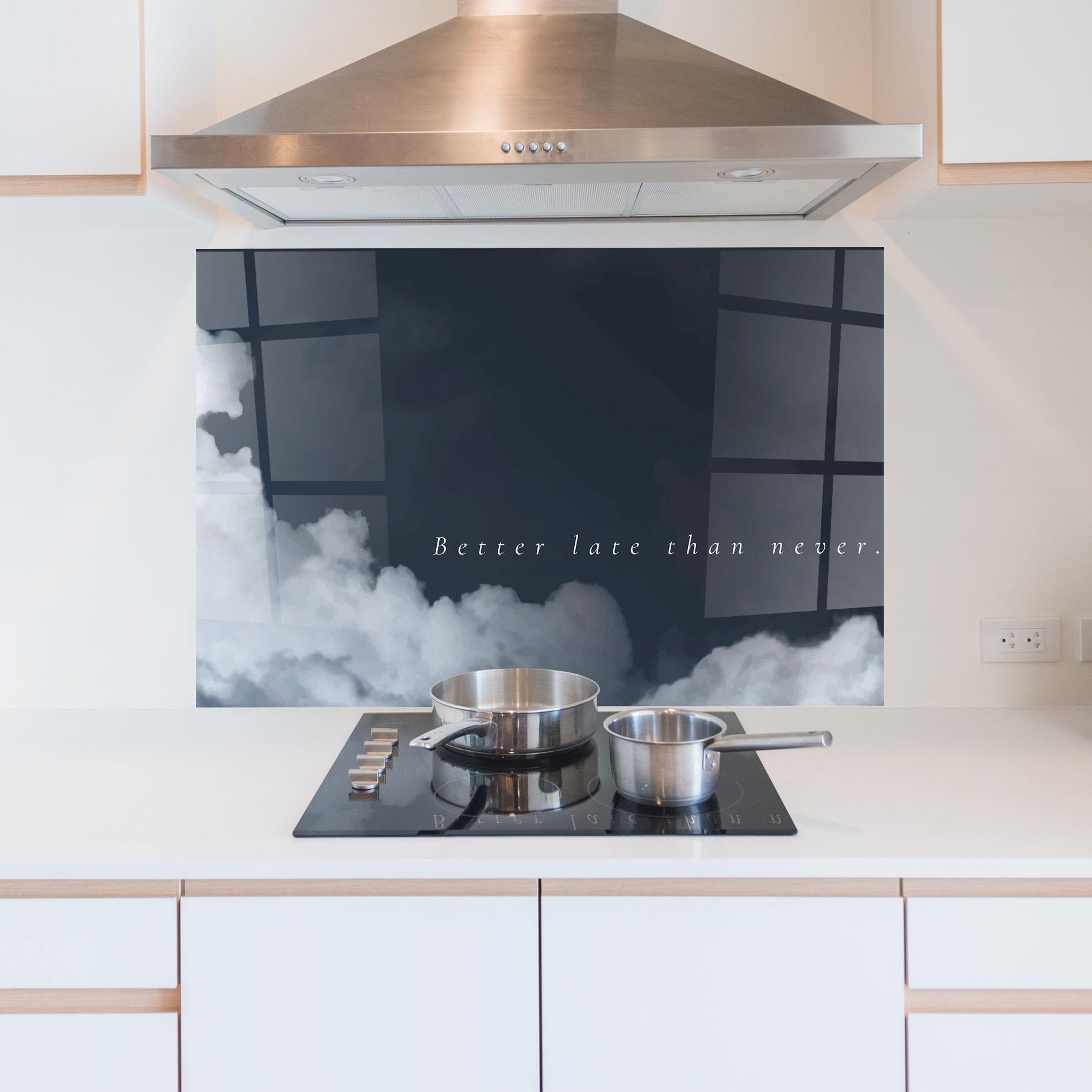 Konyhai üveg hátfal Clouds Text Black mockup 5