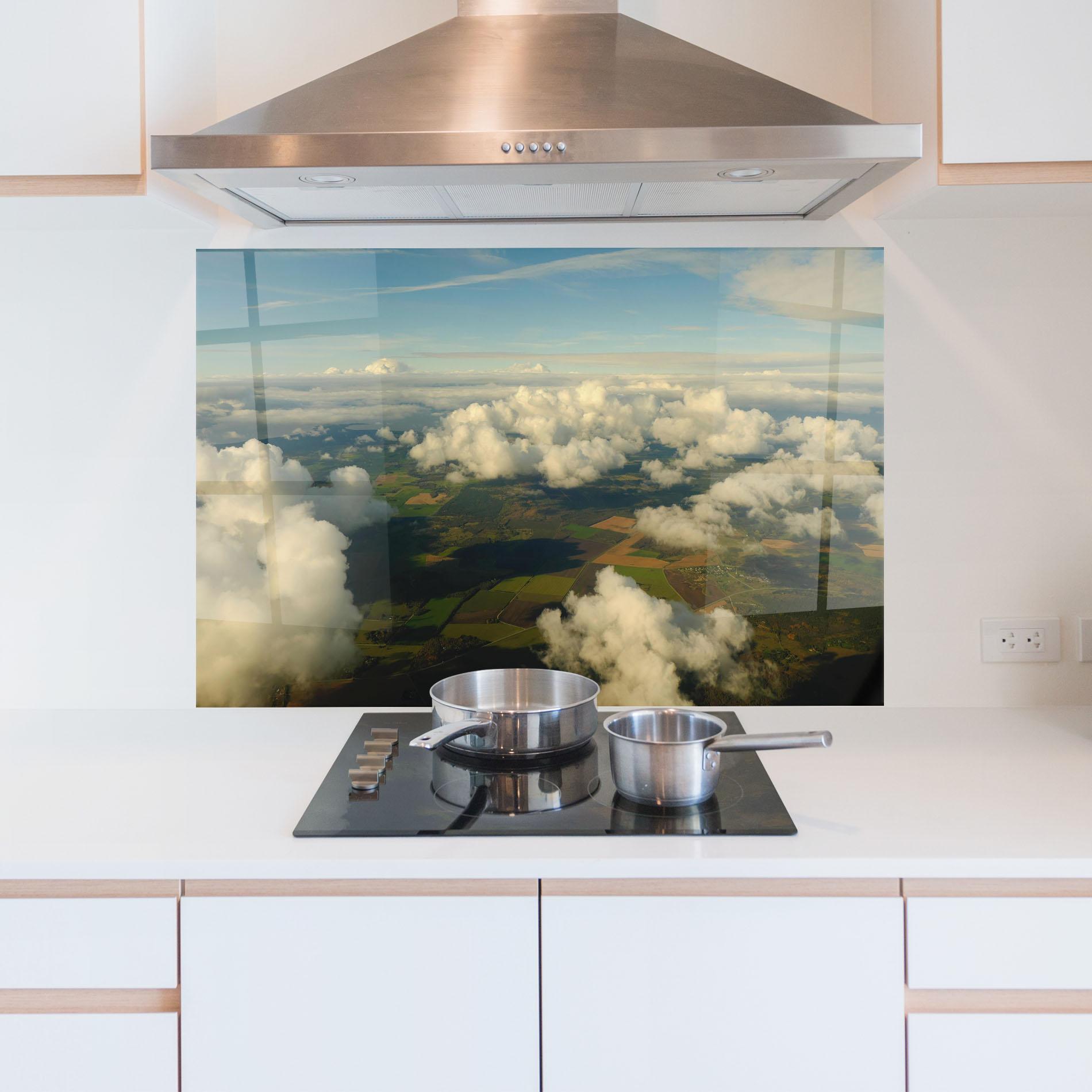 Konyhai üveg hátfal Clouds View From Plane mockup 5