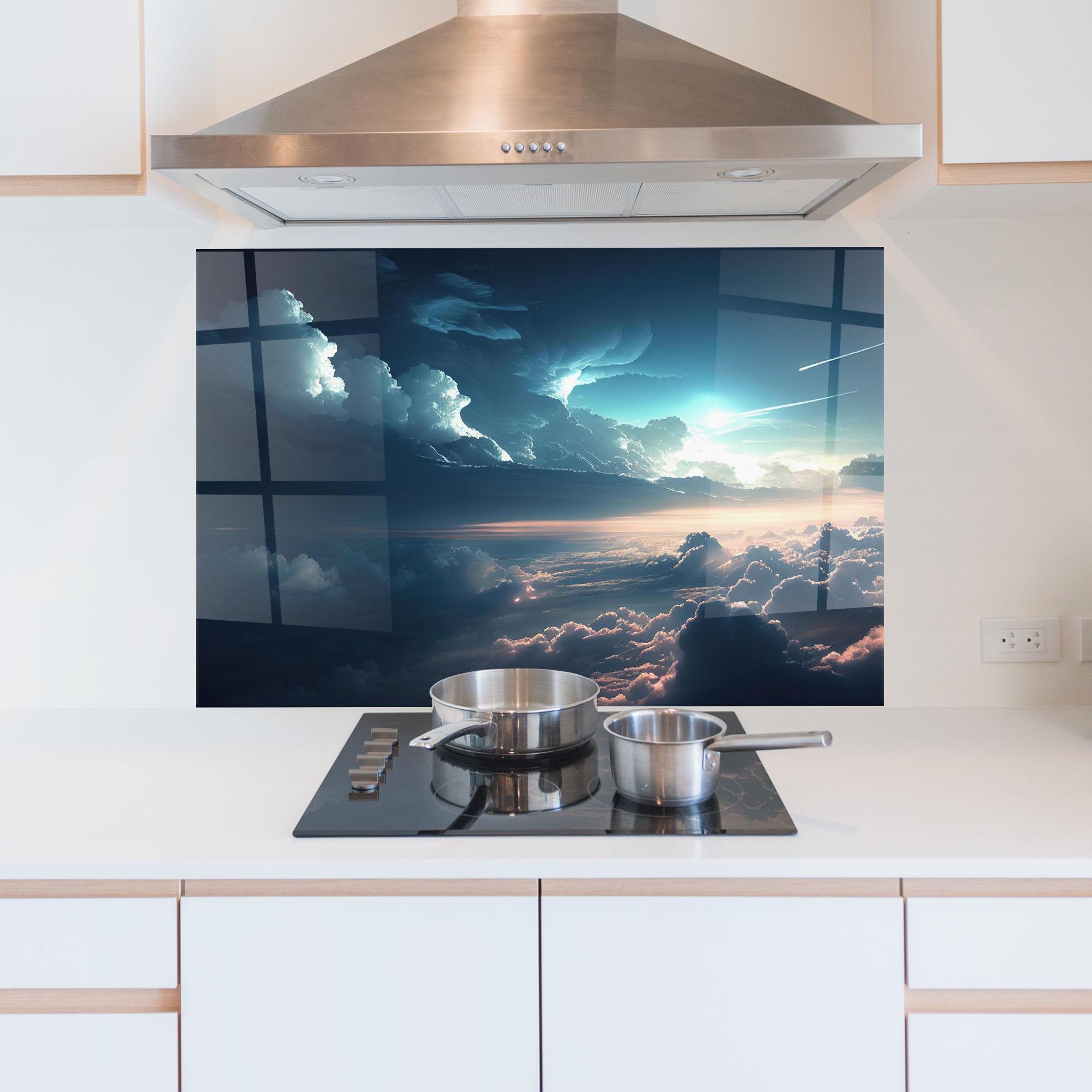 Konyhai üveg hátfal Dark Clouds mockup 5
