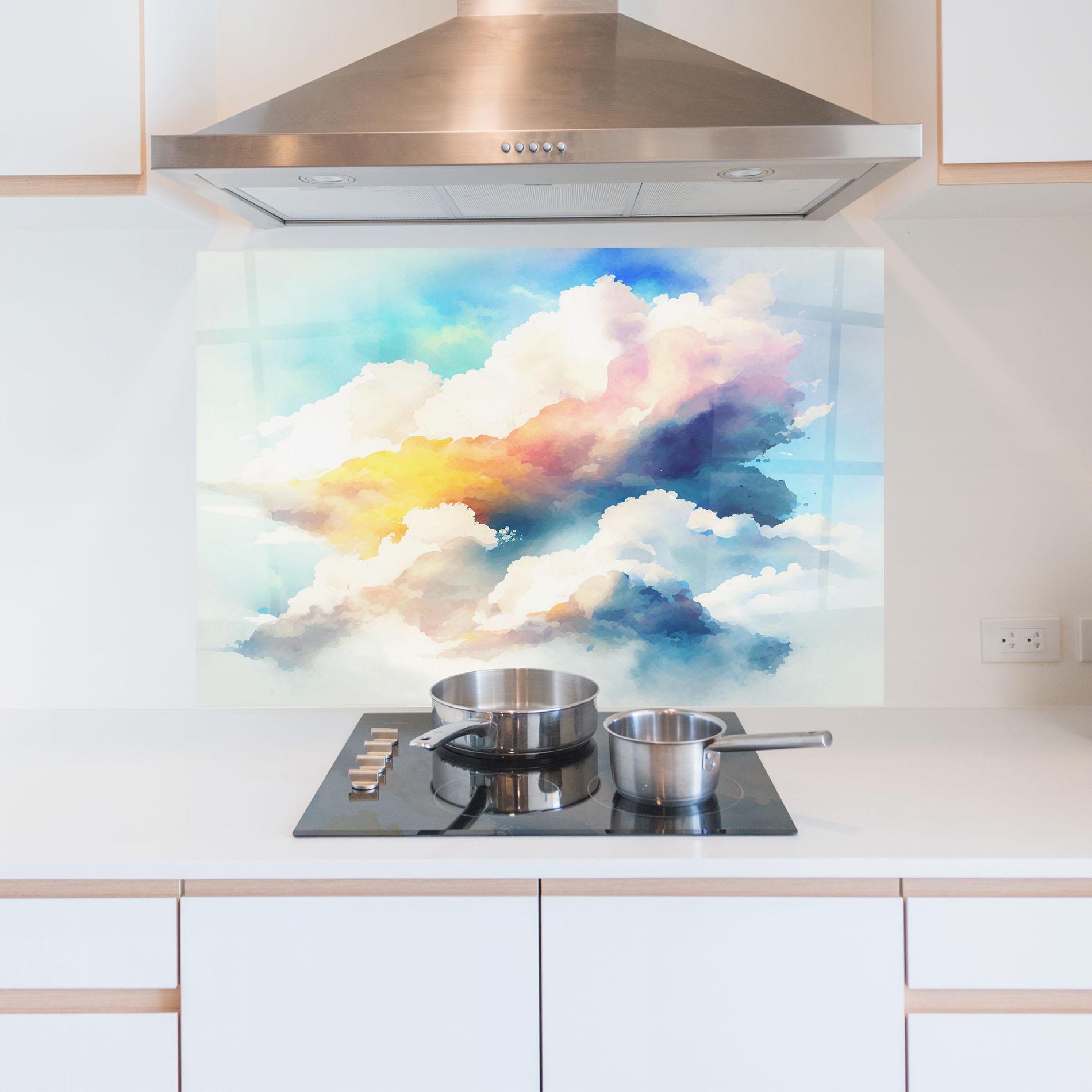 Konyhai üveg hátfal Dreamy Cloud mockup 5