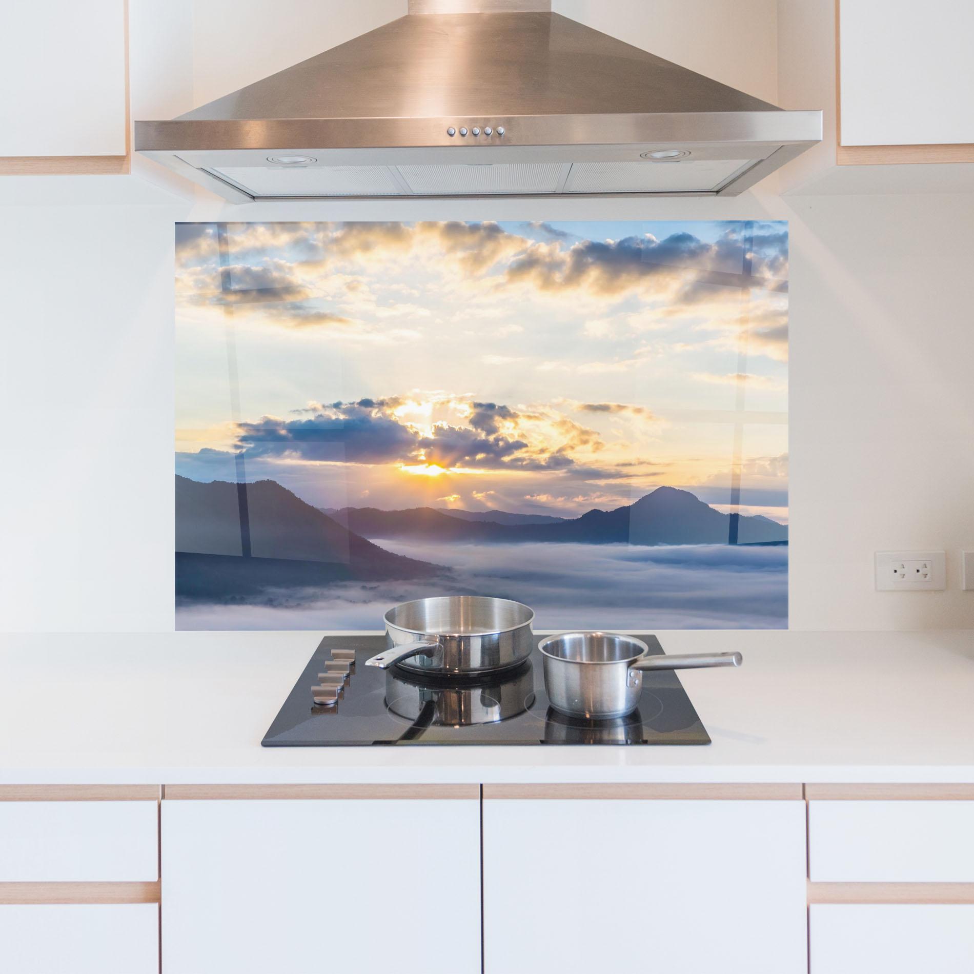 Konyhai üveg hátfal Fantastic Clouds mockup 5