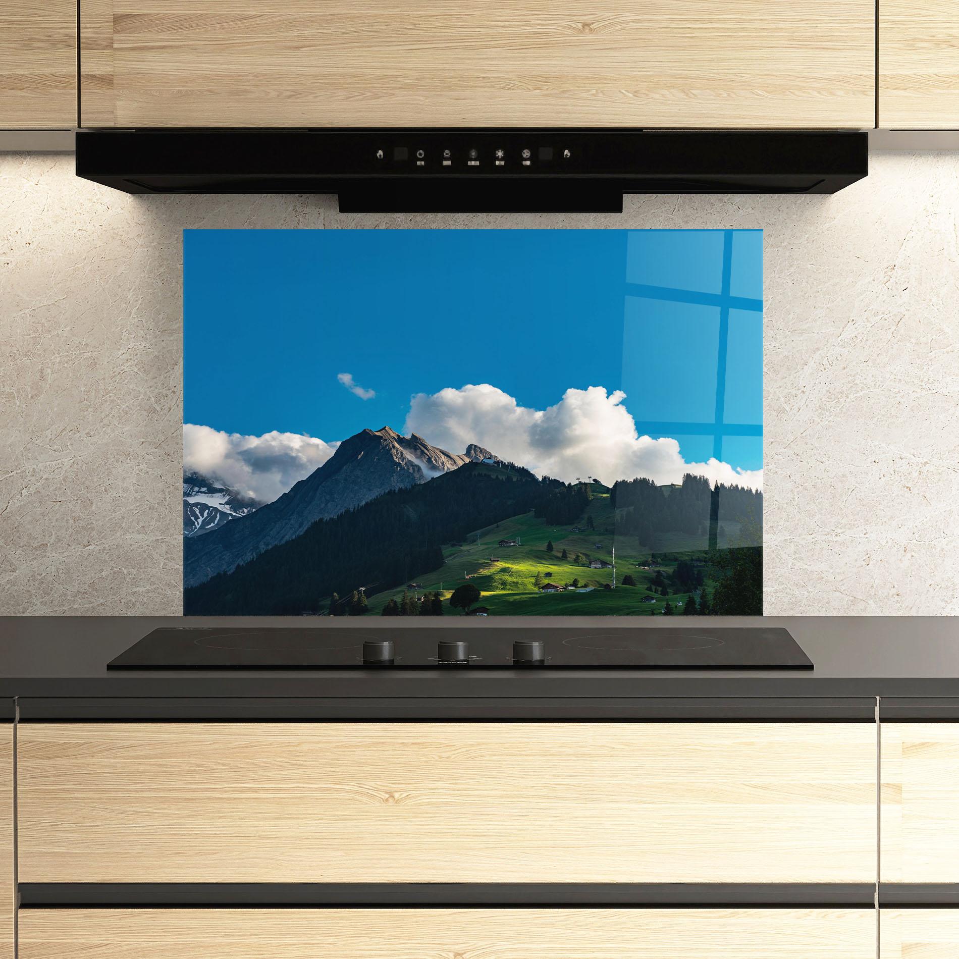 Konyhai üveg hátfal Beautiful Mountain Cloud View mockup 3