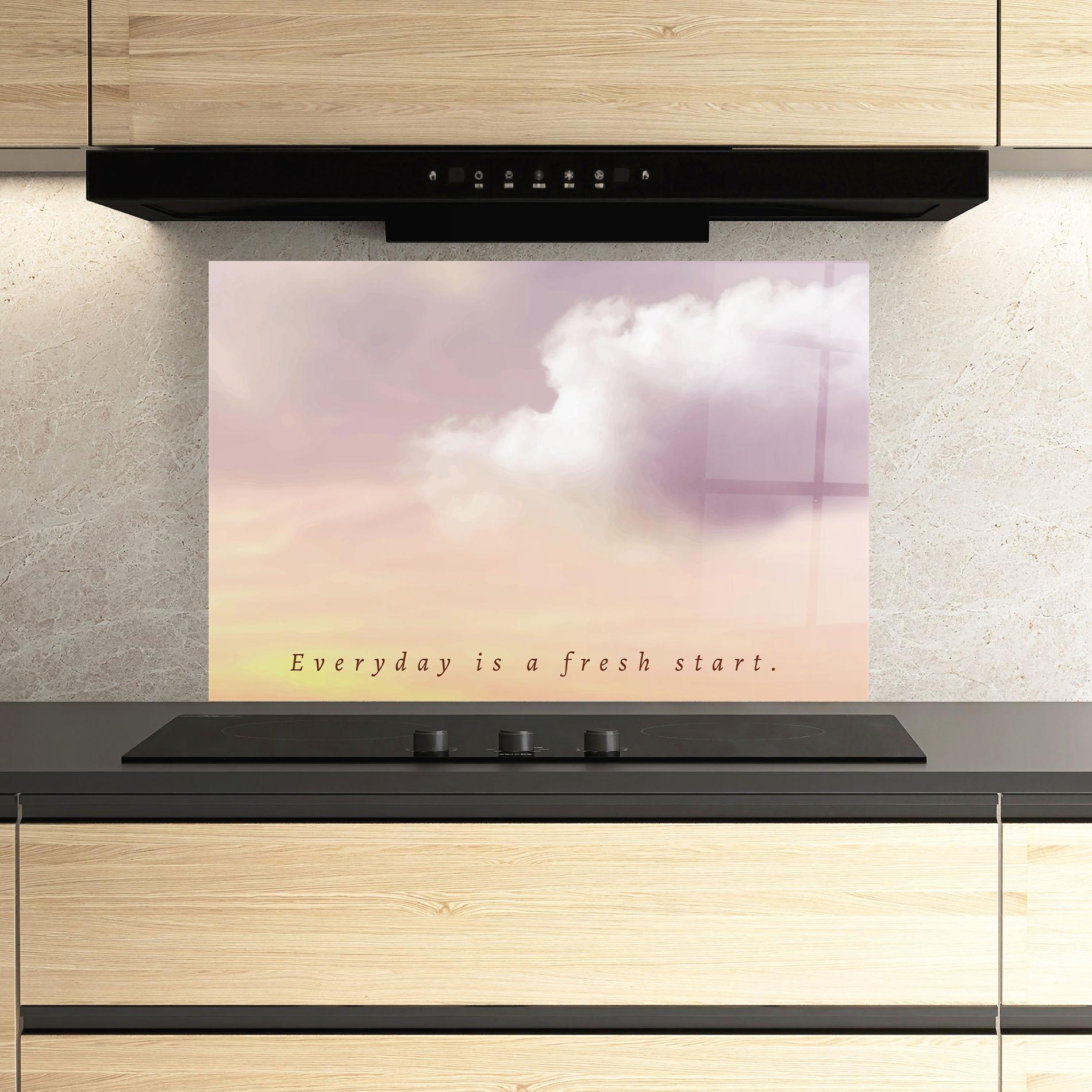 Konyhai üveg hátfal Clouds Text Cream mockup 3