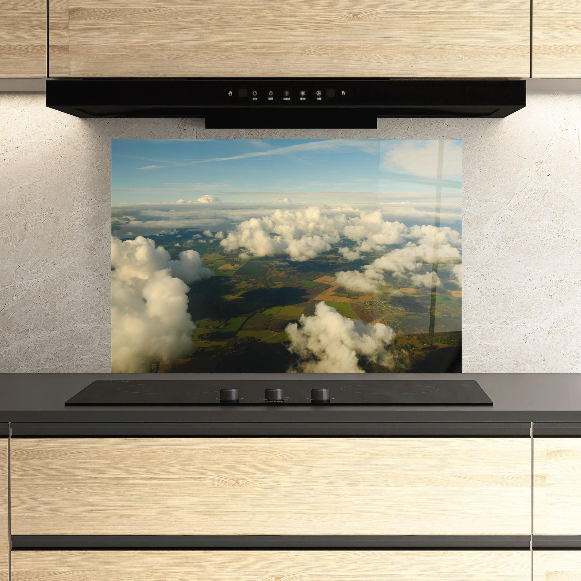 Konyhai üveg hátfal Clouds View From Plane mockup 3