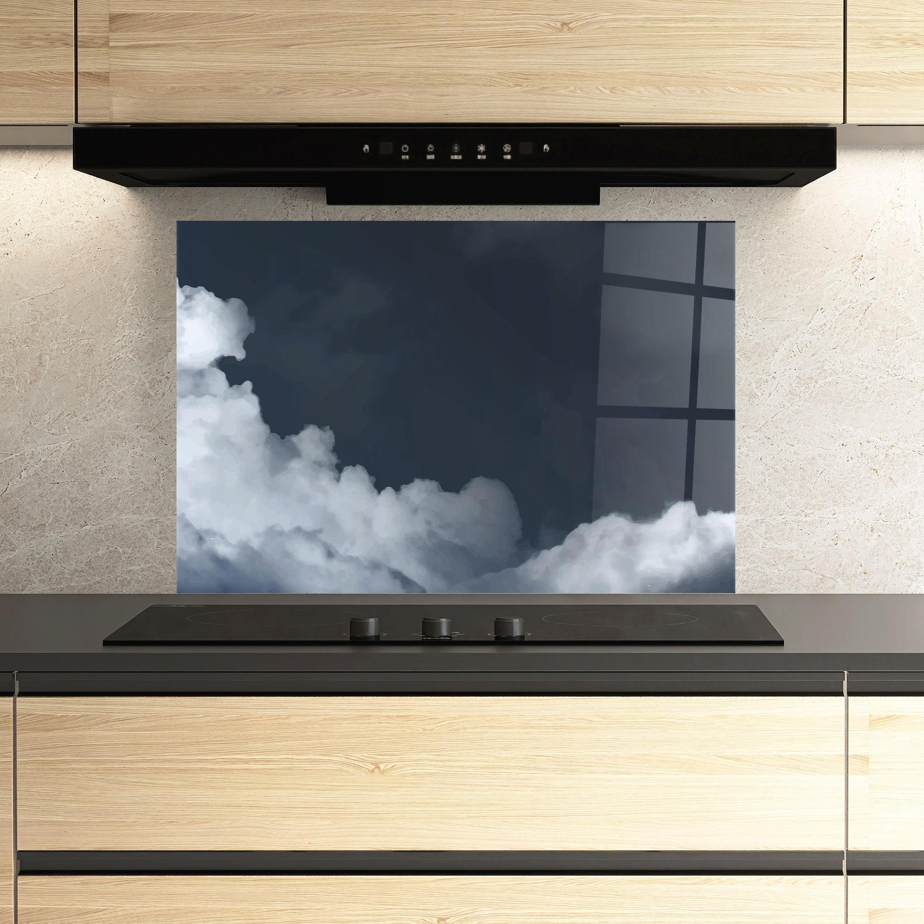 Konyhai üveg hátfal Clouds Watercolor Black mockup 3