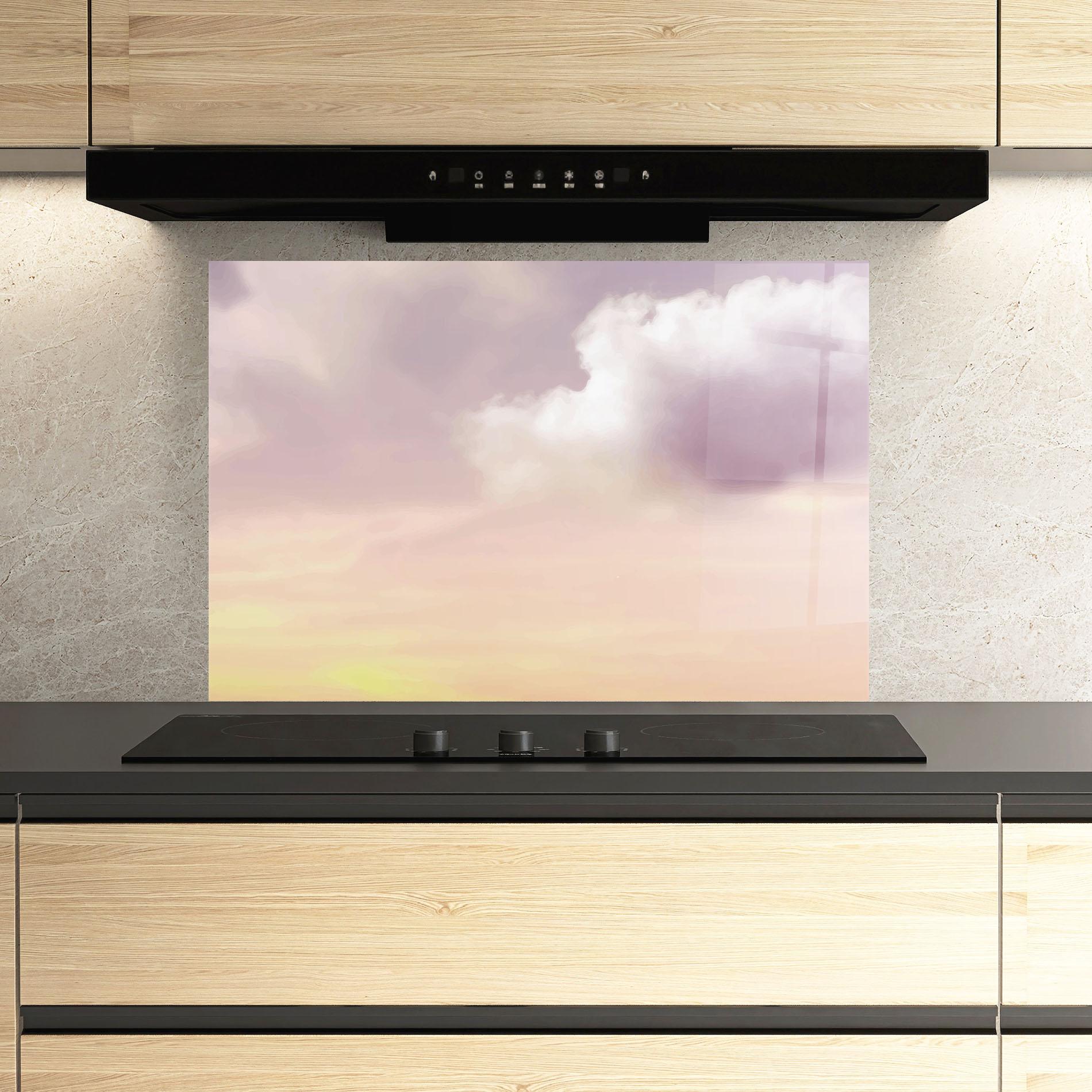 Konyhai üveg hátfal Clouds Watercolor Cream mockup 3