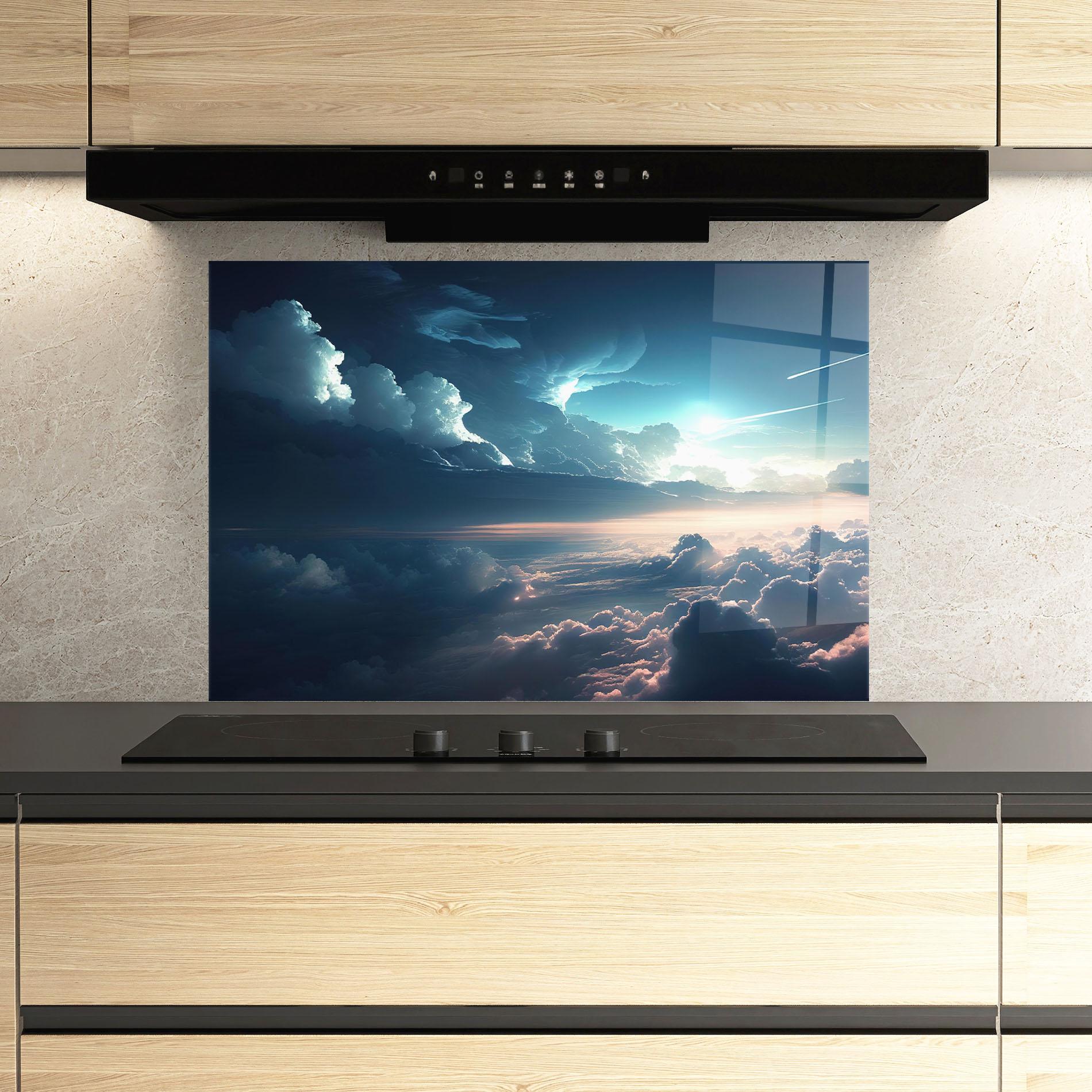 Konyhai üveg hátfal Dark Clouds mockup 3