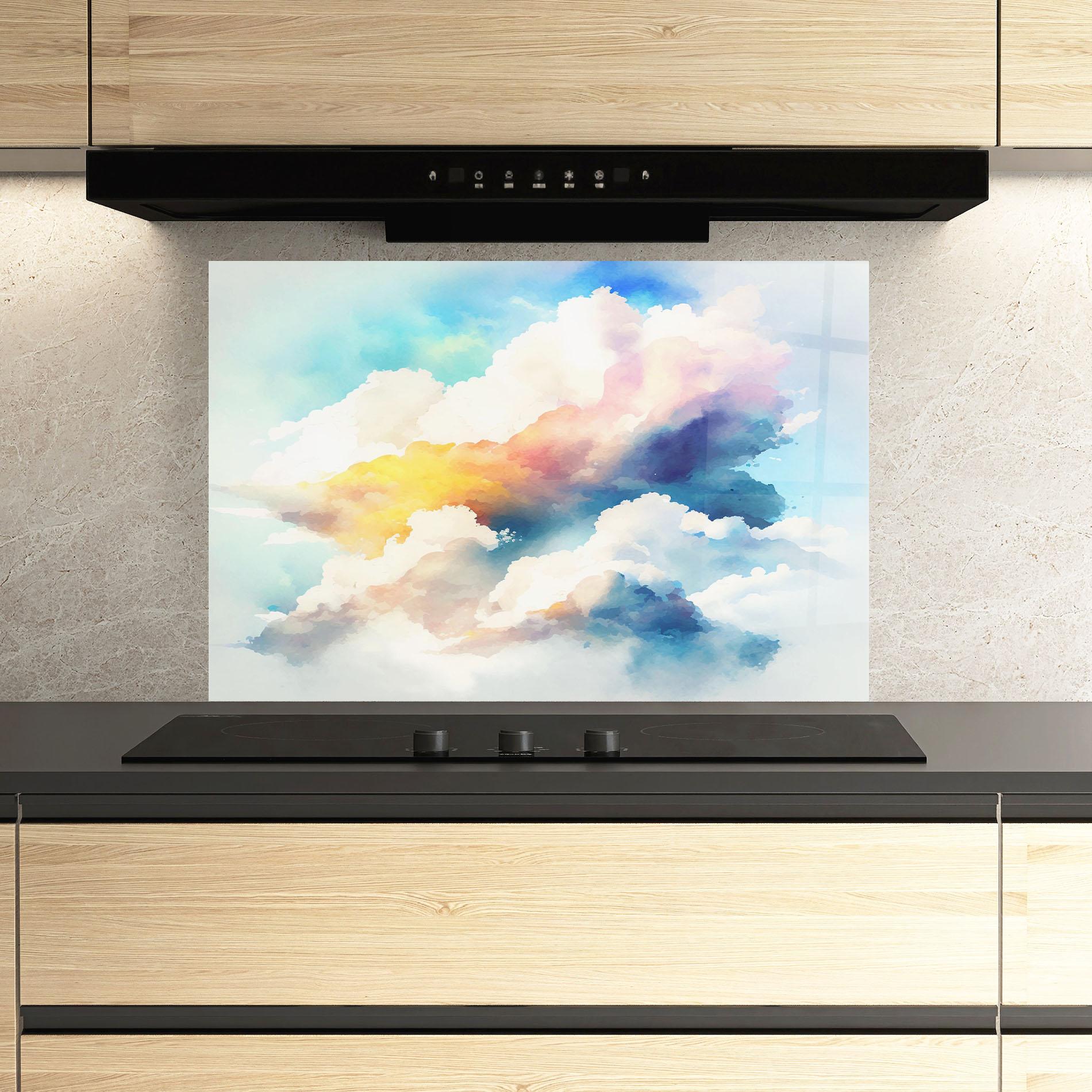 Konyhai üveg hátfal Dreamy Cloud mockup 3