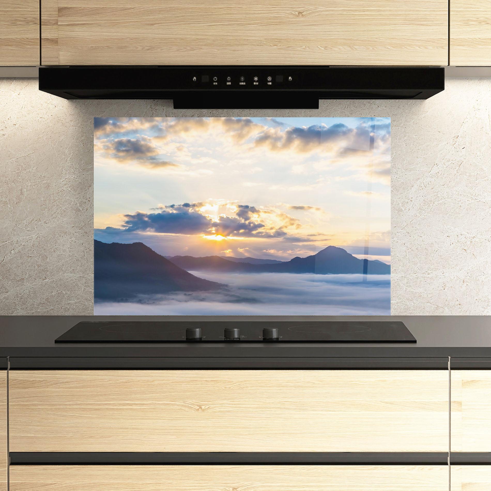 Konyhai üveg hátfal Fantastic Clouds mockup 3