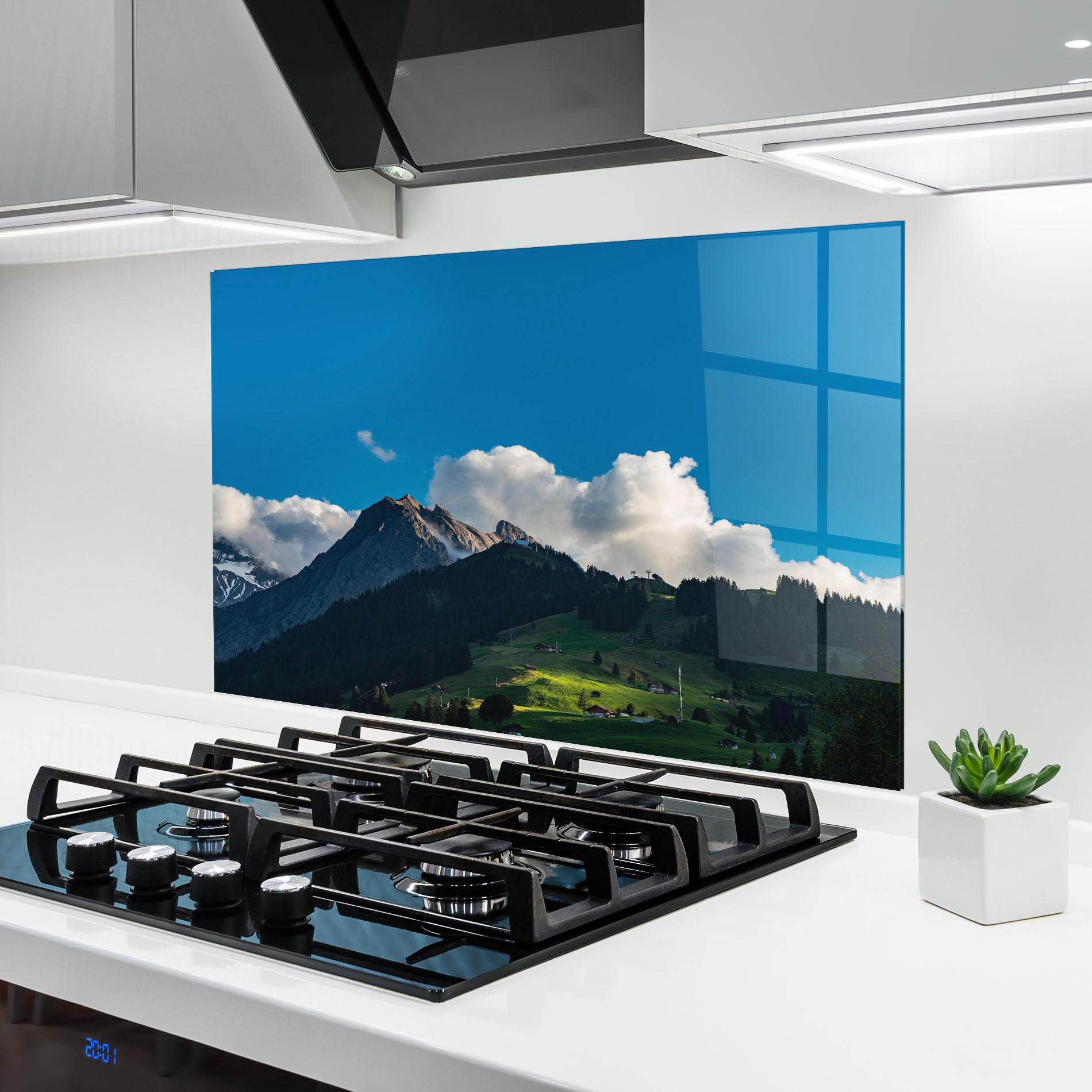 Konyhai üveg hátfal Beautiful Mountain Cloud View mockup 6
