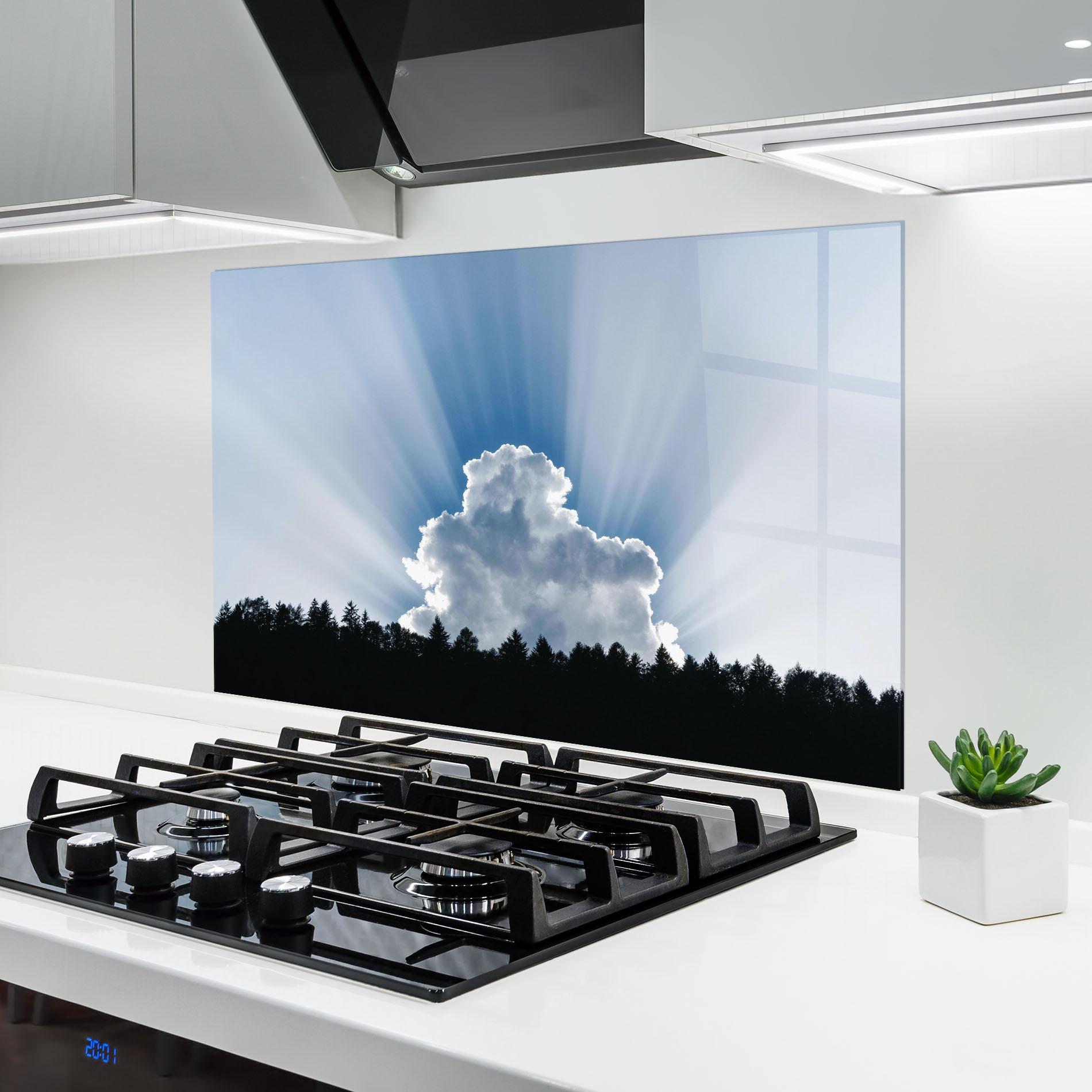 Konyhai üveg hátfal Big White Cloud Light mockup 6