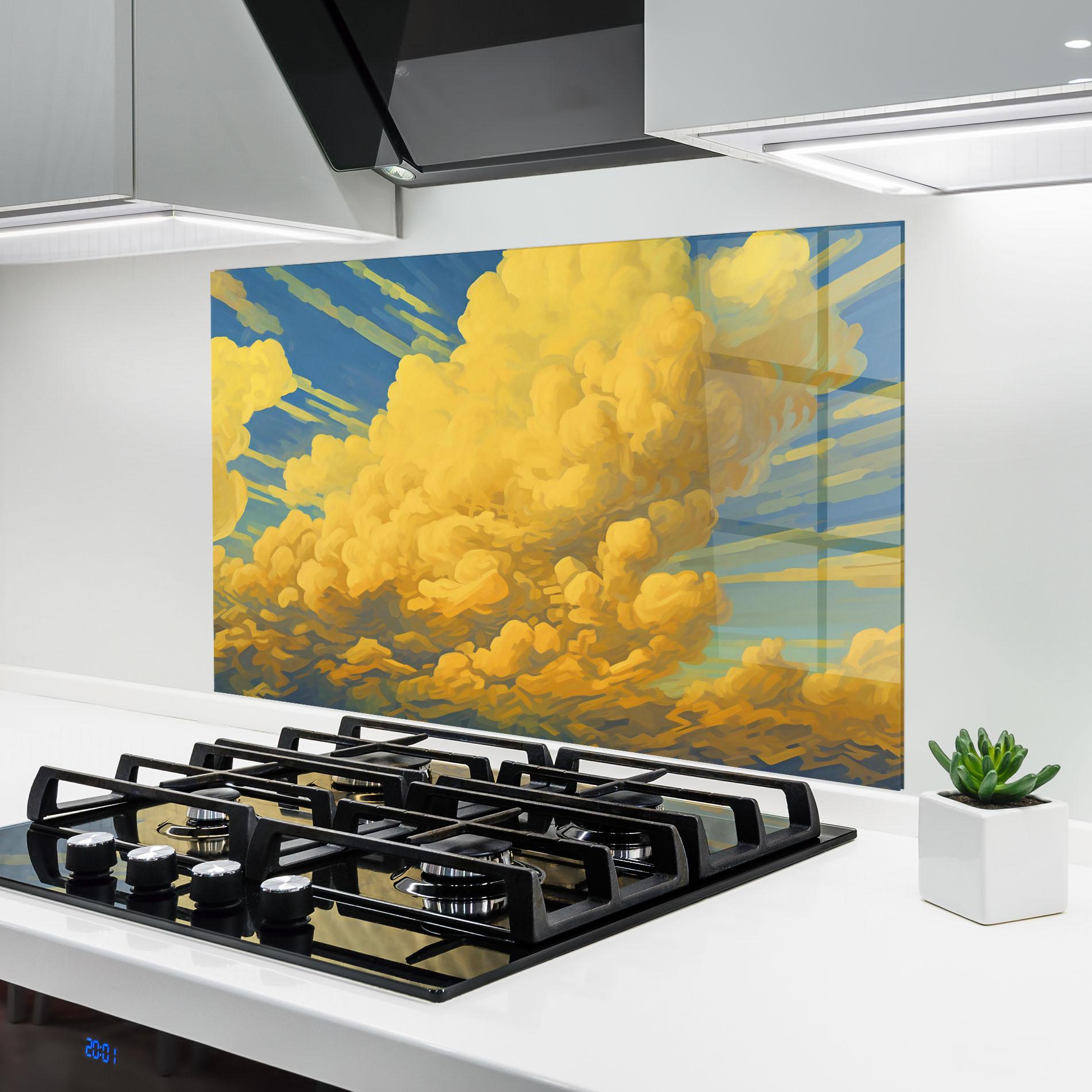 Konyhai üveg hátfal Big Yellow Cloud Art mockup 6