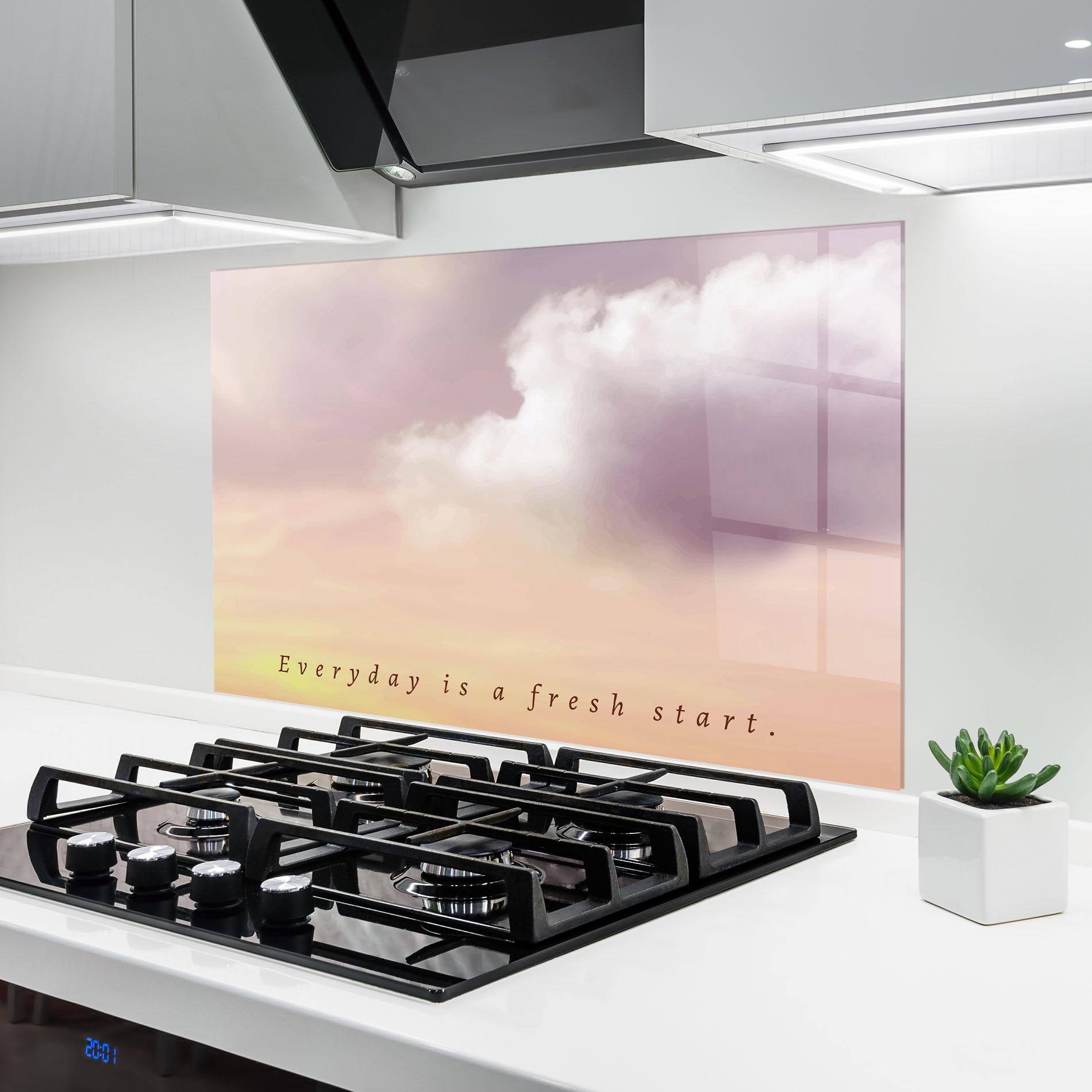 Konyhai üveg hátfal Clouds Text Cream mockup 6
