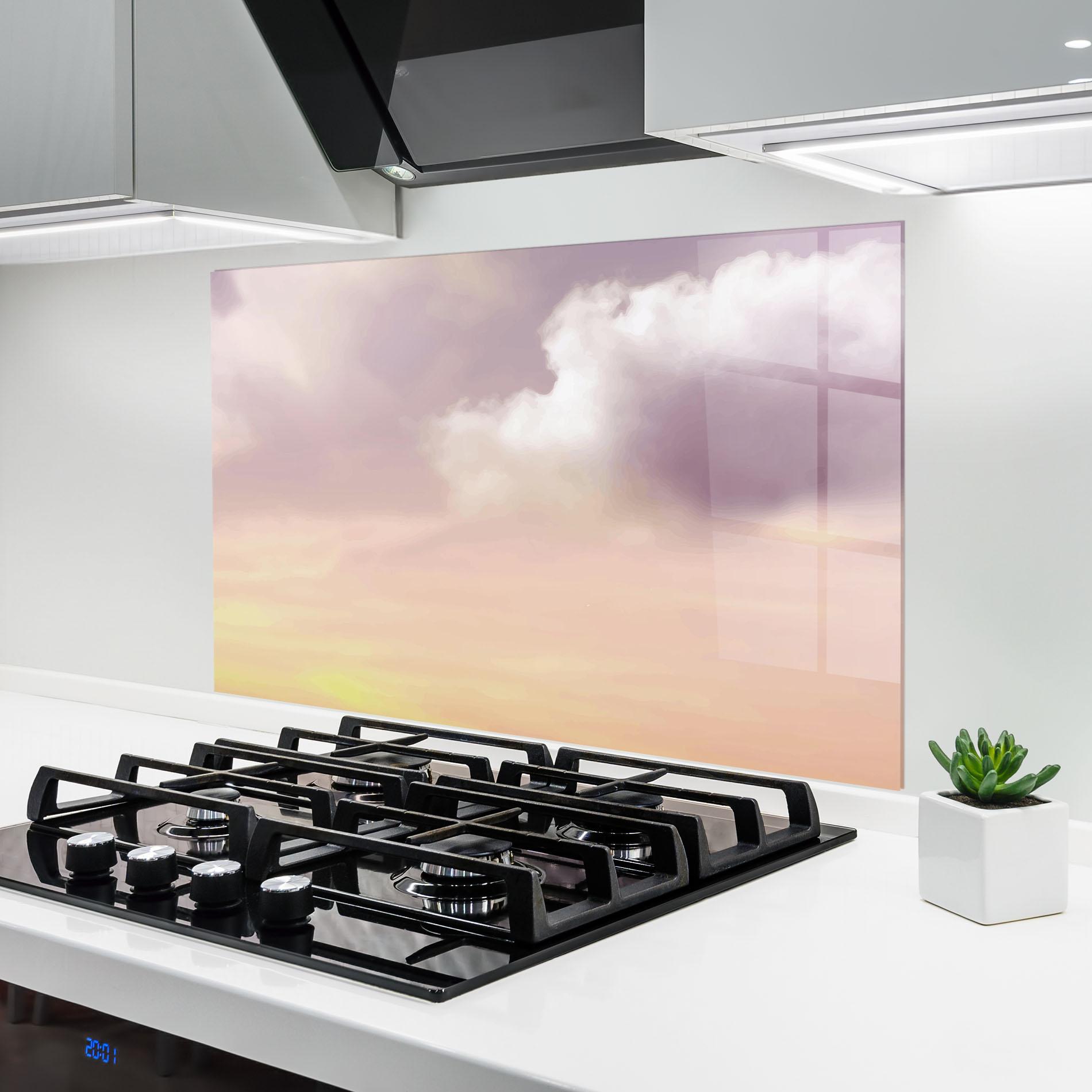 Konyhai üveg hátfal Clouds Watercolor Cream mockup 6