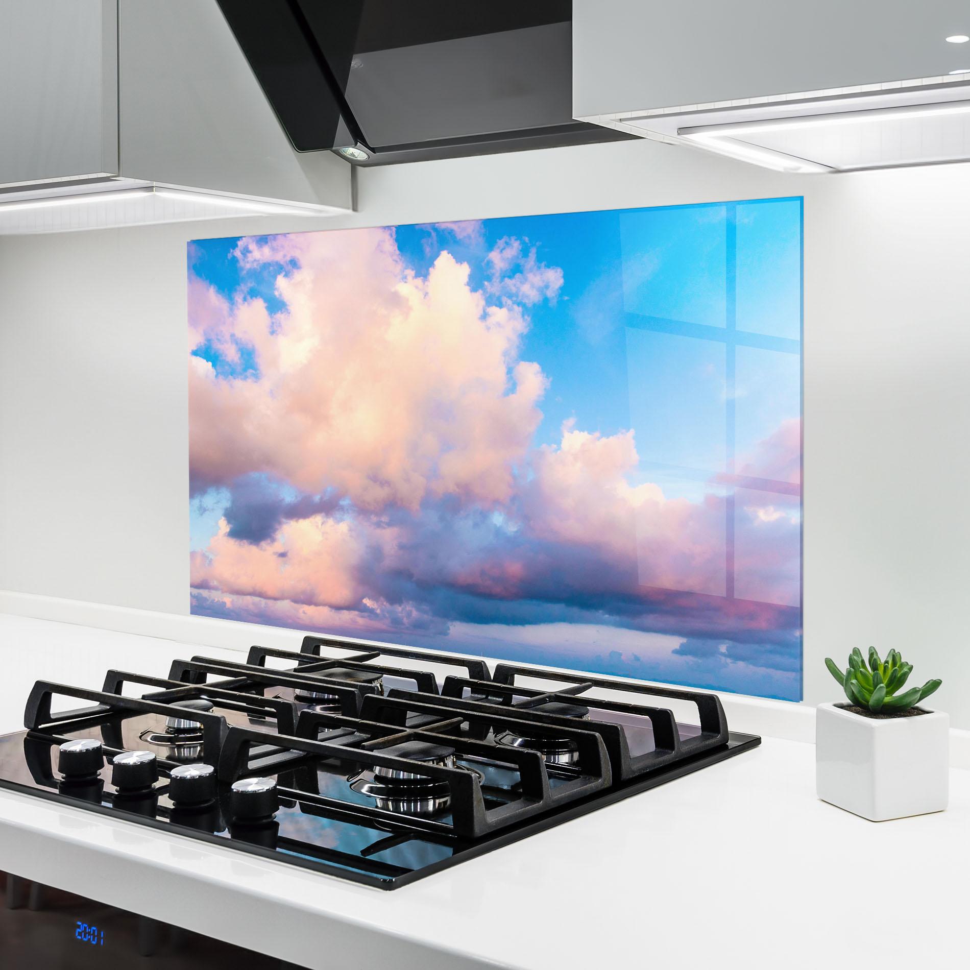 Konyhai üveg hátfal Dreamy Pink Clouds mockup 6
