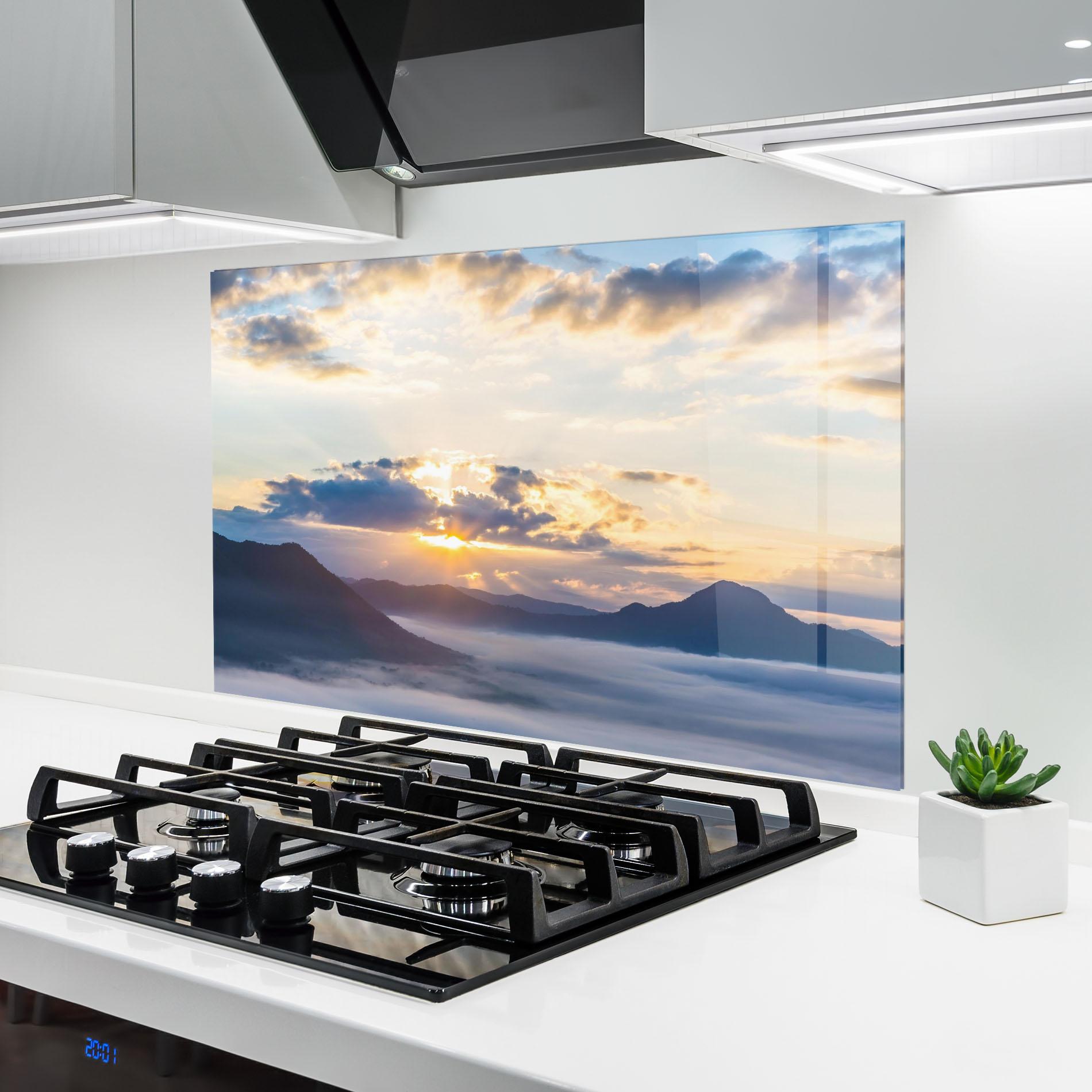 Konyhai üveg hátfal Fantastic Clouds mockup 6