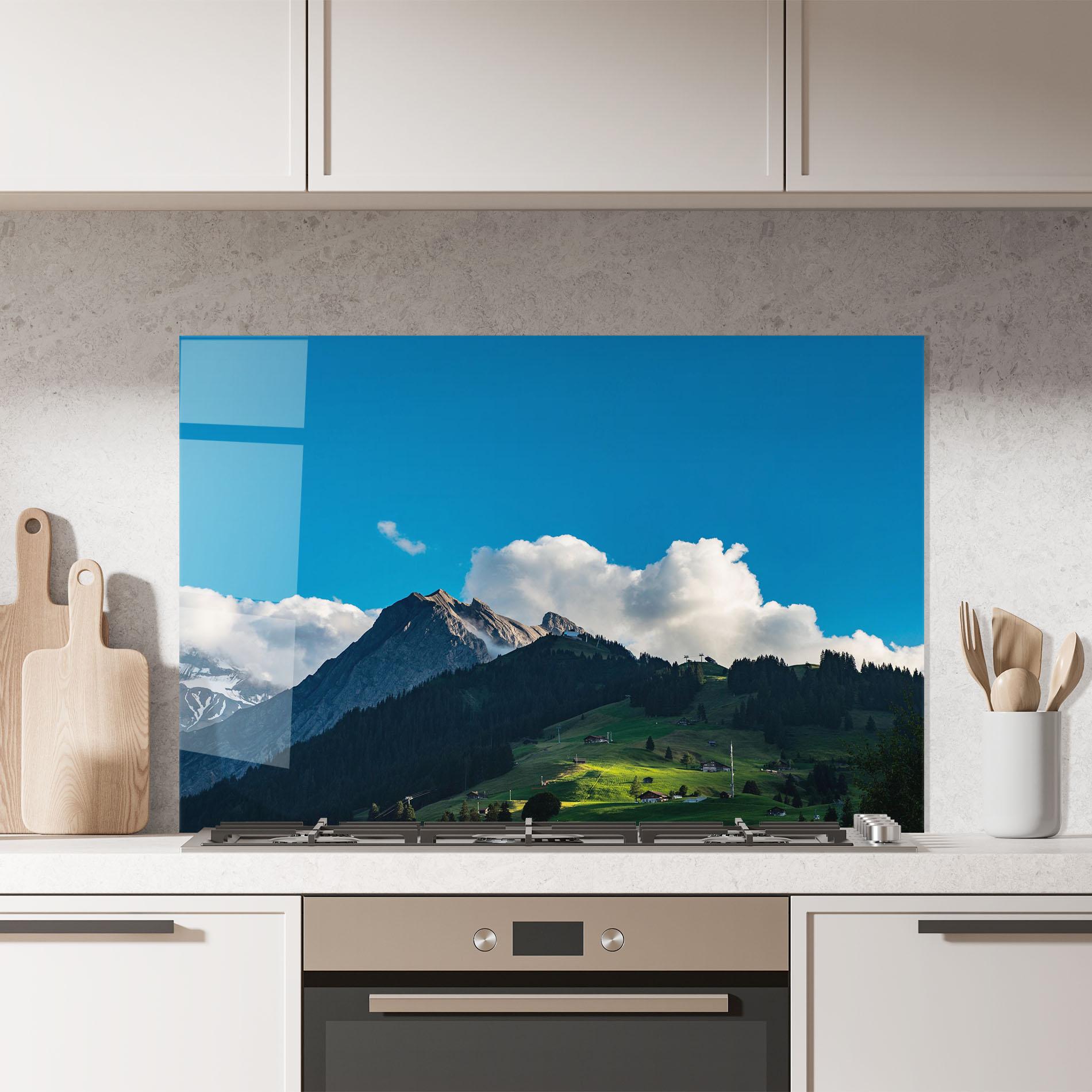 Konyhai üveg hátfal Beautiful Mountain Cloud View mockup 7
