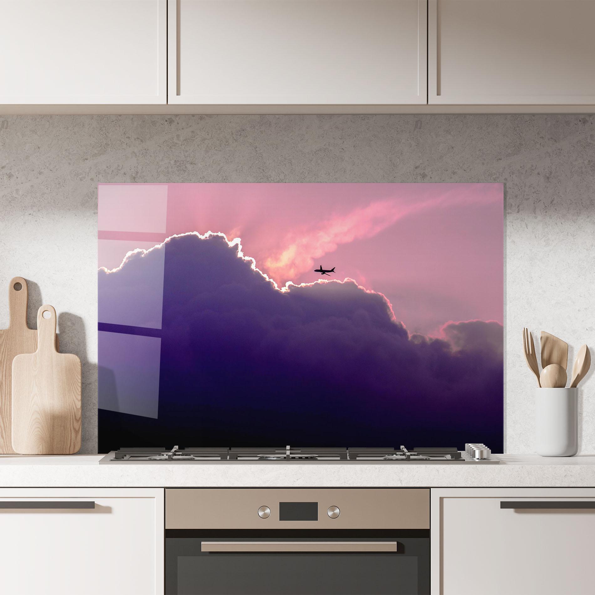 Konyhai üveg hátfal Big Purple Cloud mockup 7