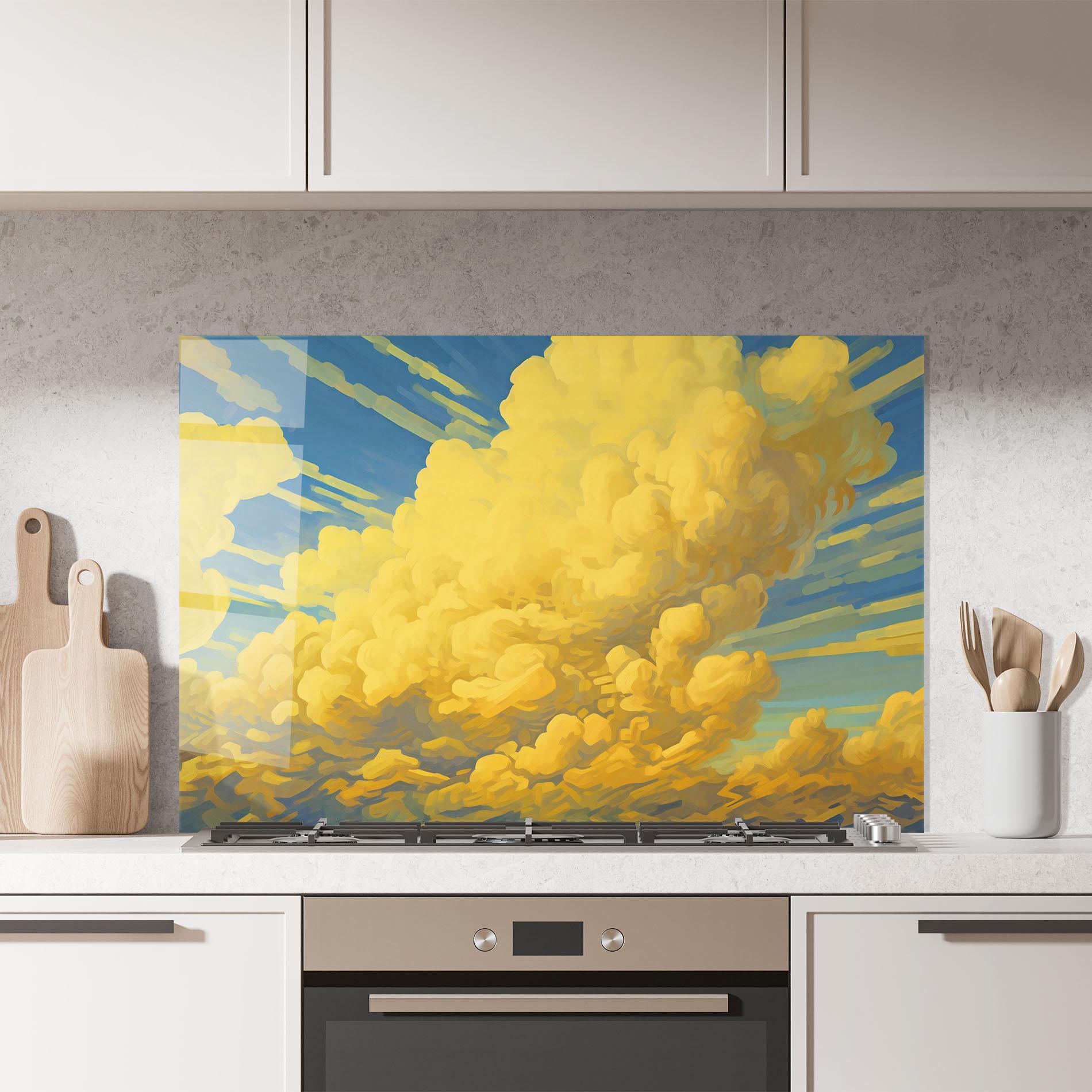 Konyhai üveg hátfal Big Yellow Cloud Art mockup 7