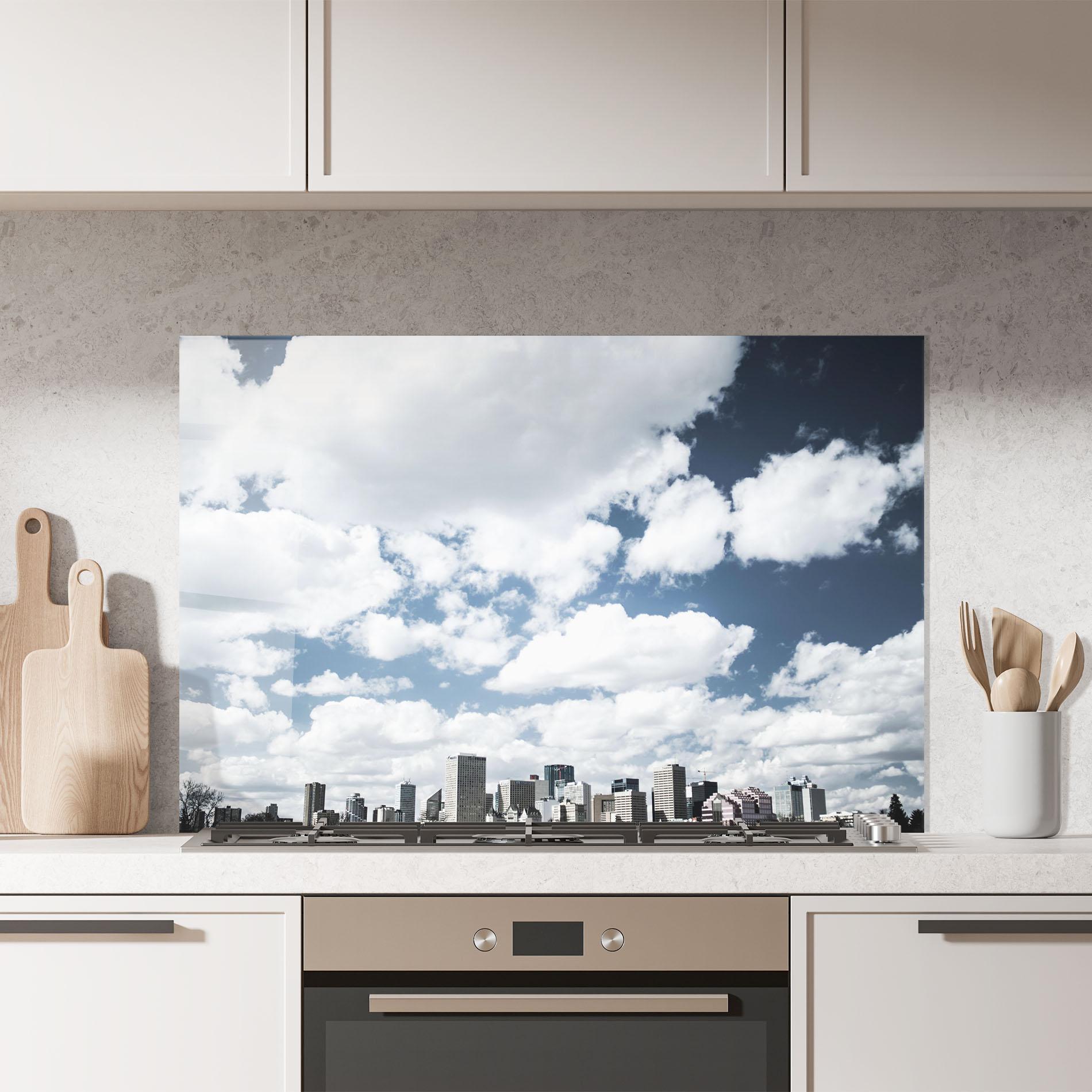 Konyhai üveg hátfal Clouds Over City mockup 7