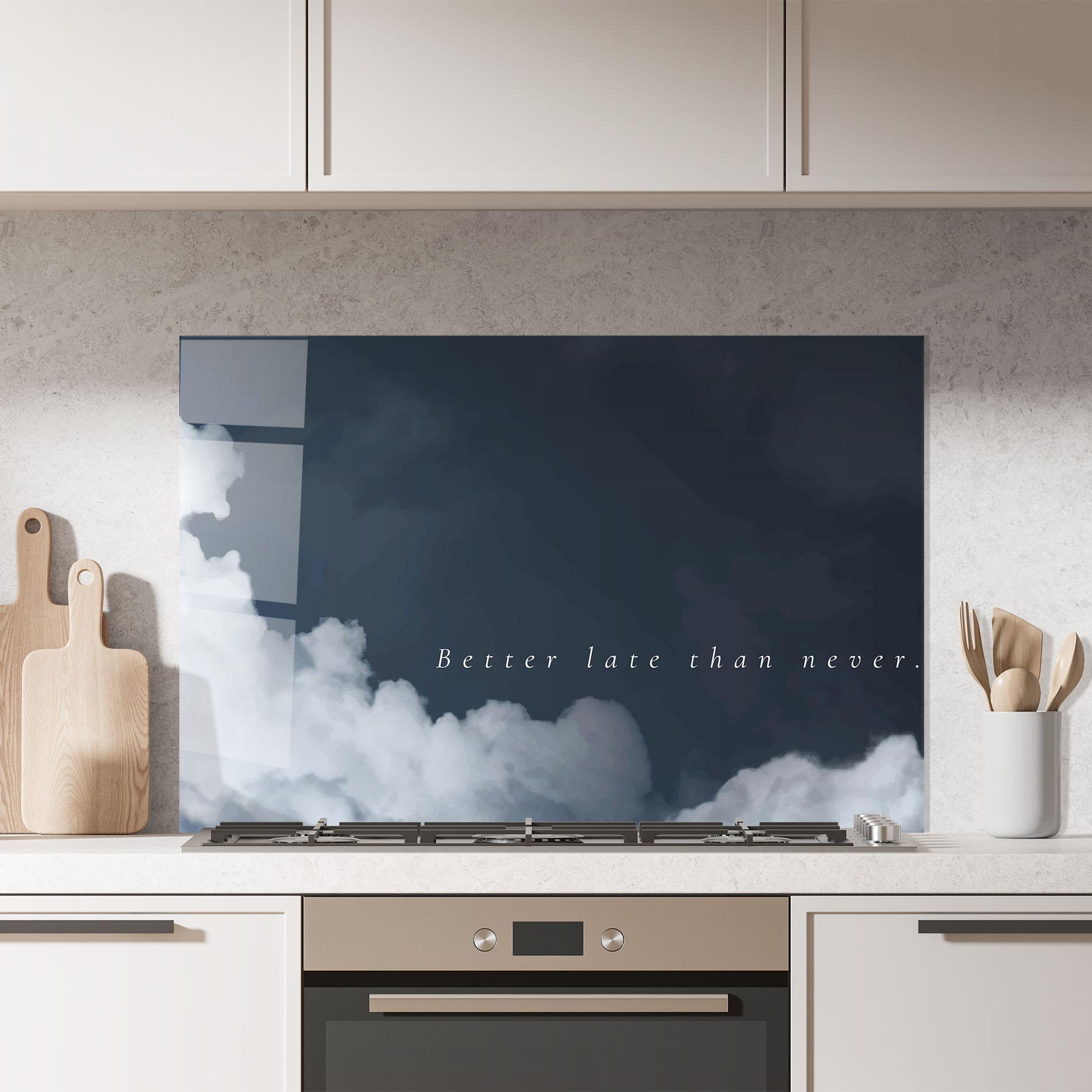 Konyhai üveg hátfal Clouds Text Black mockup 7