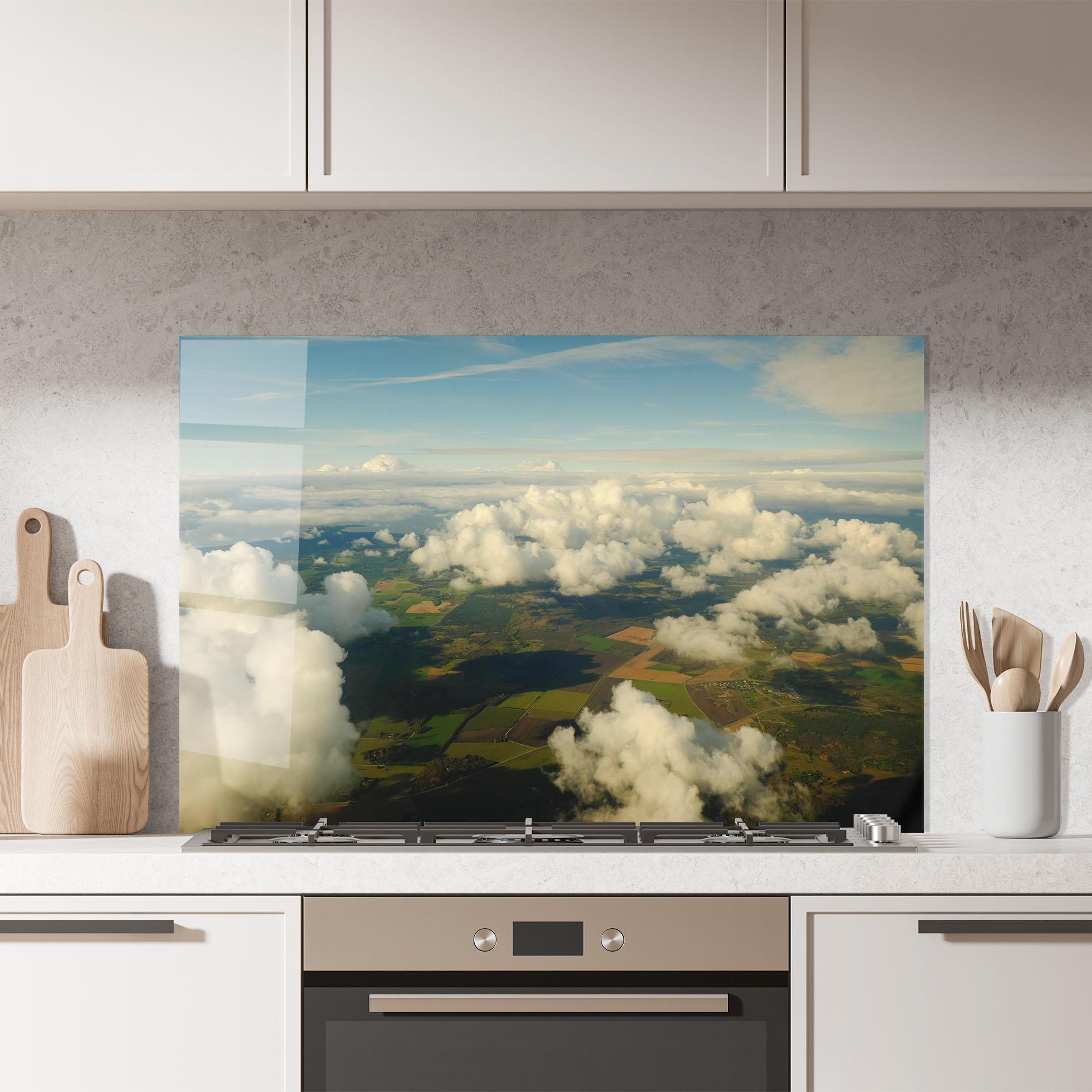 Konyhai üveg hátfal Clouds View From Plane mockup 7