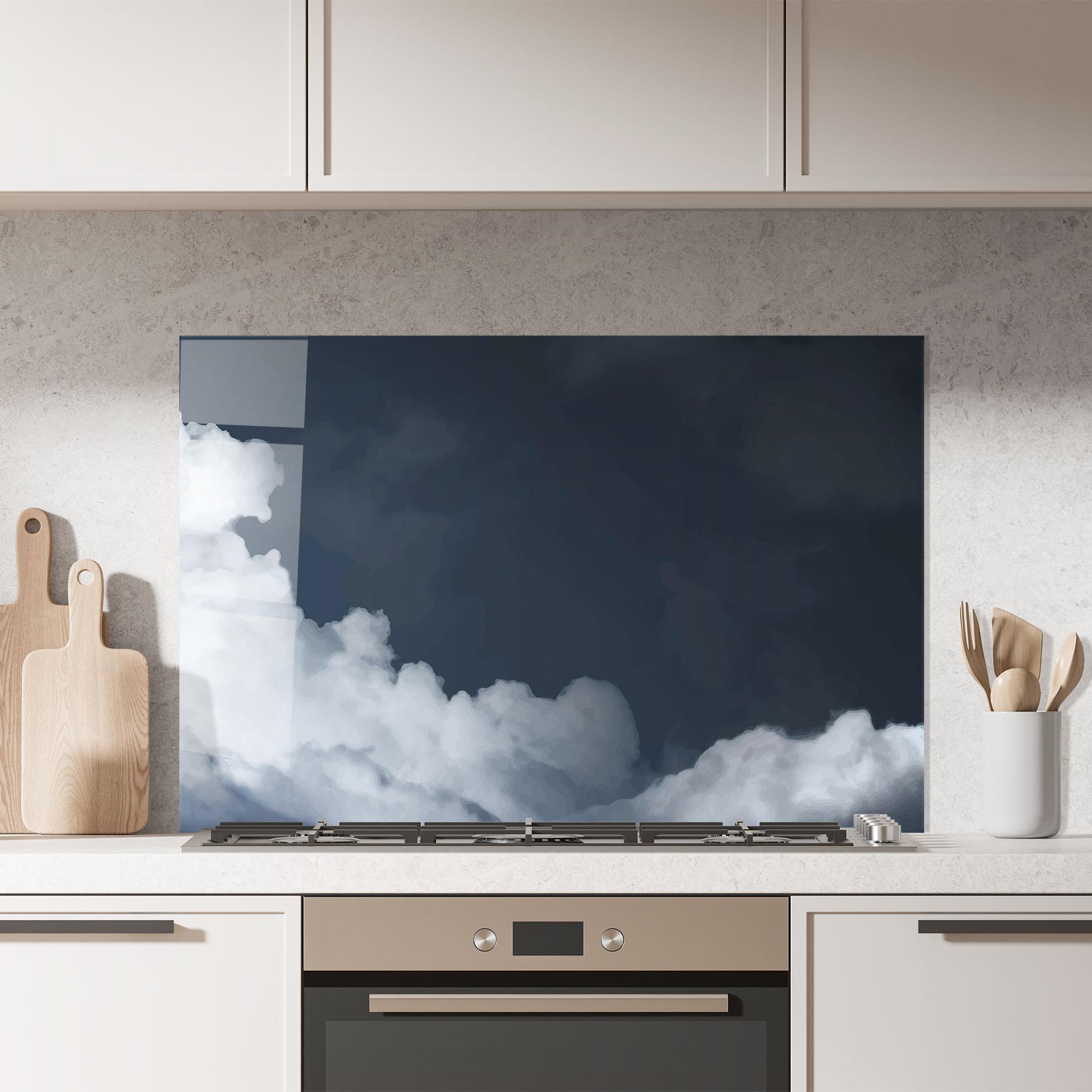 Konyhai üveg hátfal Clouds Watercolor Black mockup 7