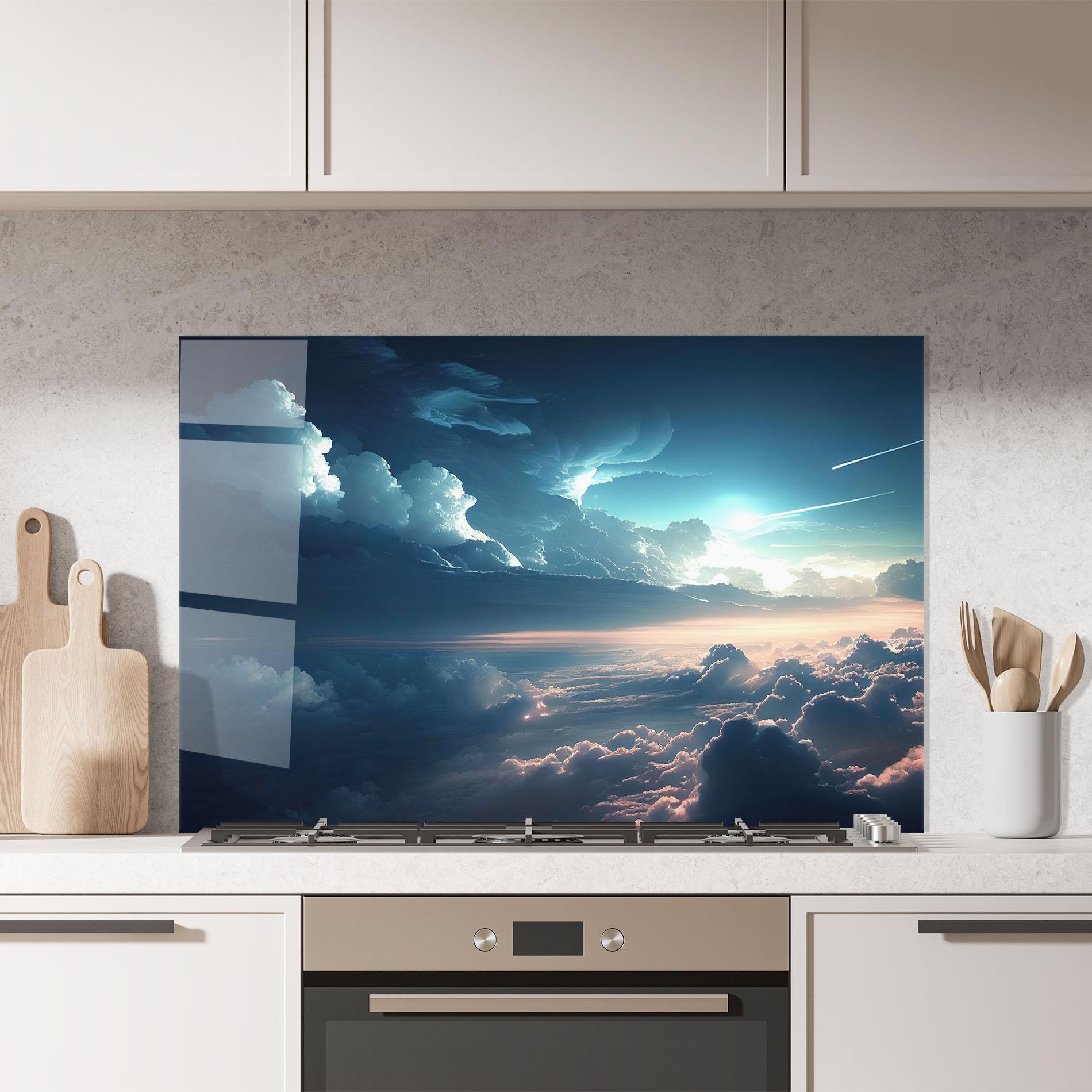 Konyhai üveg hátfal Dark Clouds mockup 7