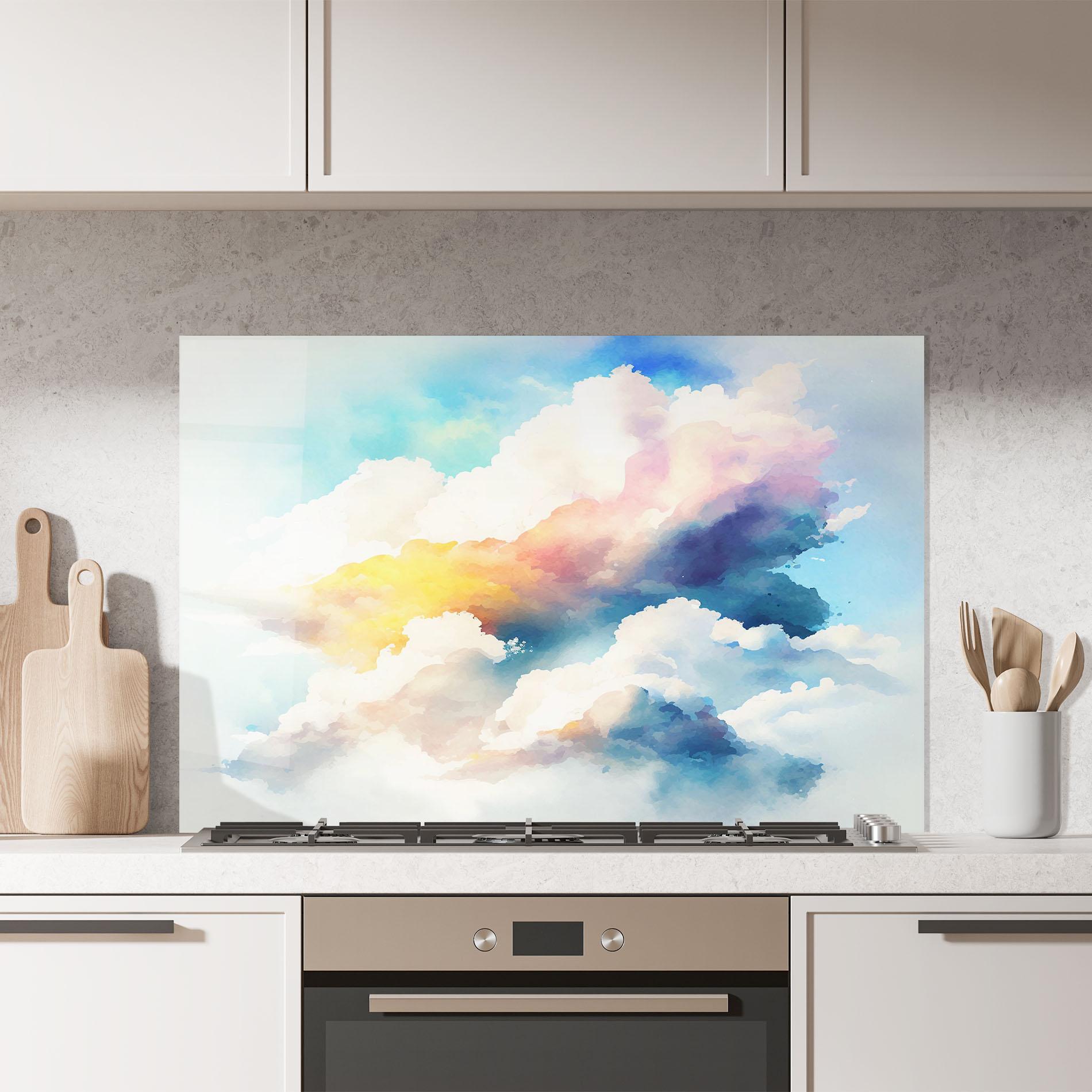 Konyhai üveg hátfal Dreamy Cloud mockup 7