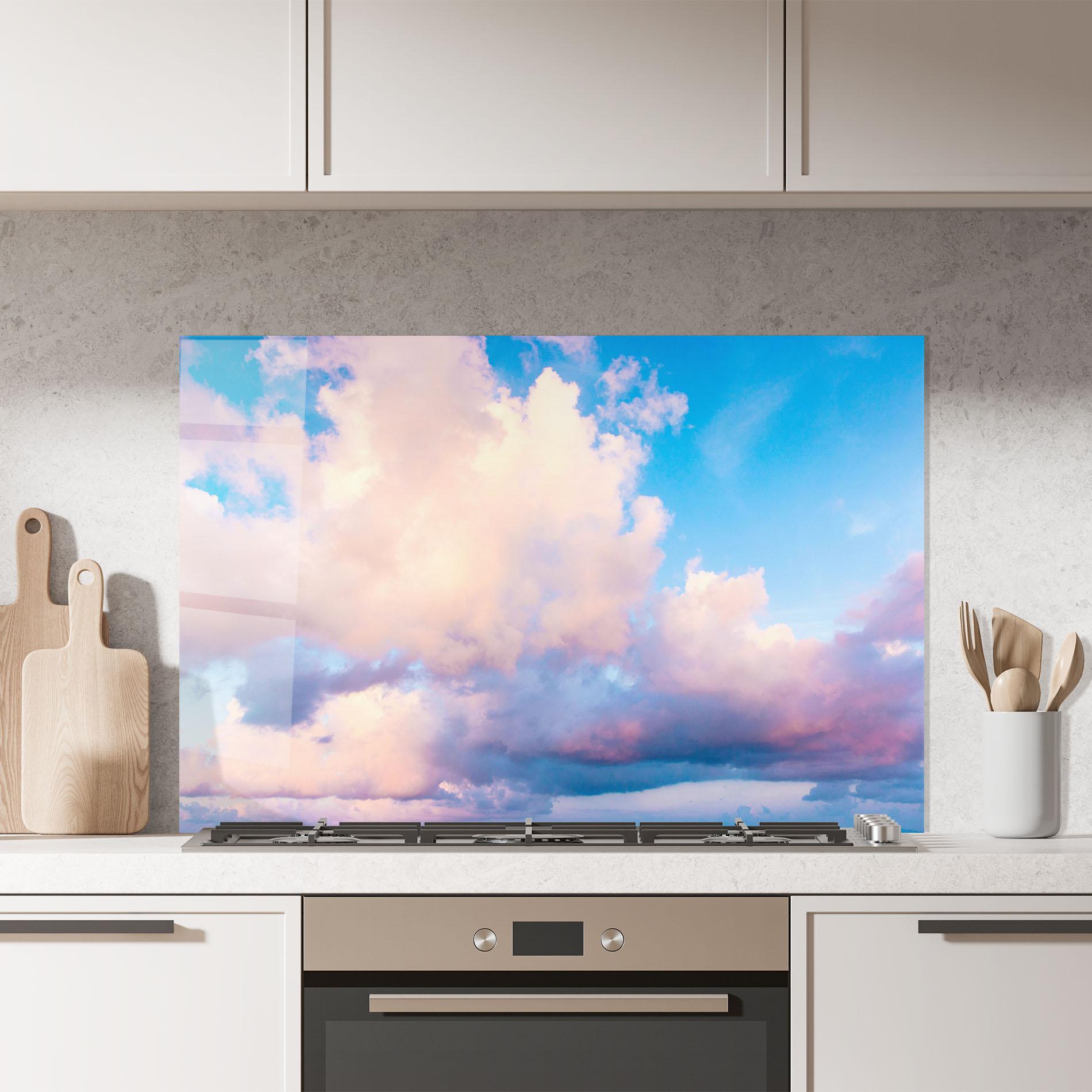 Konyhai üveg hátfal Dreamy Pink Clouds mockup 7