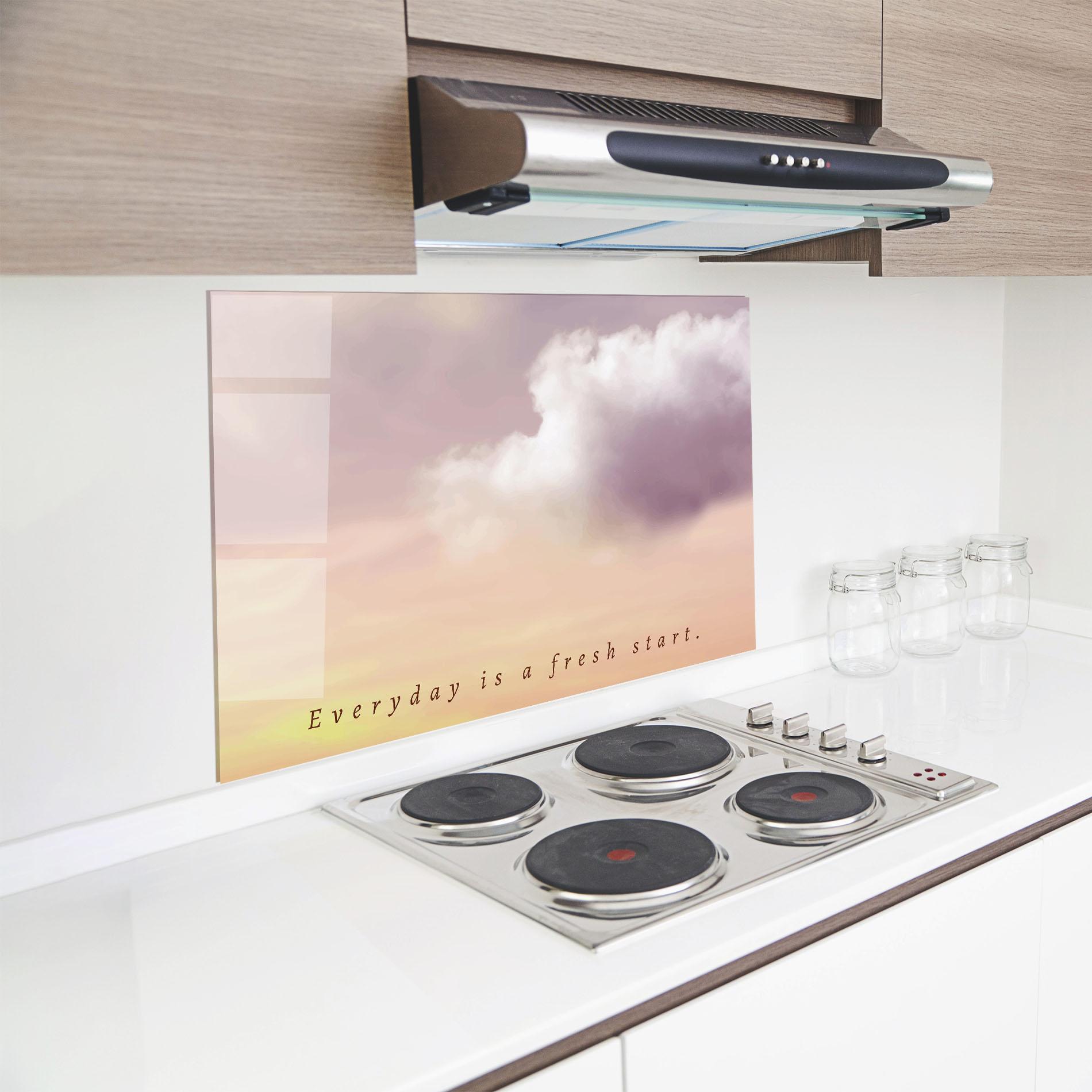 Konyhai üveg hátfal Clouds Text Cream mockup 8