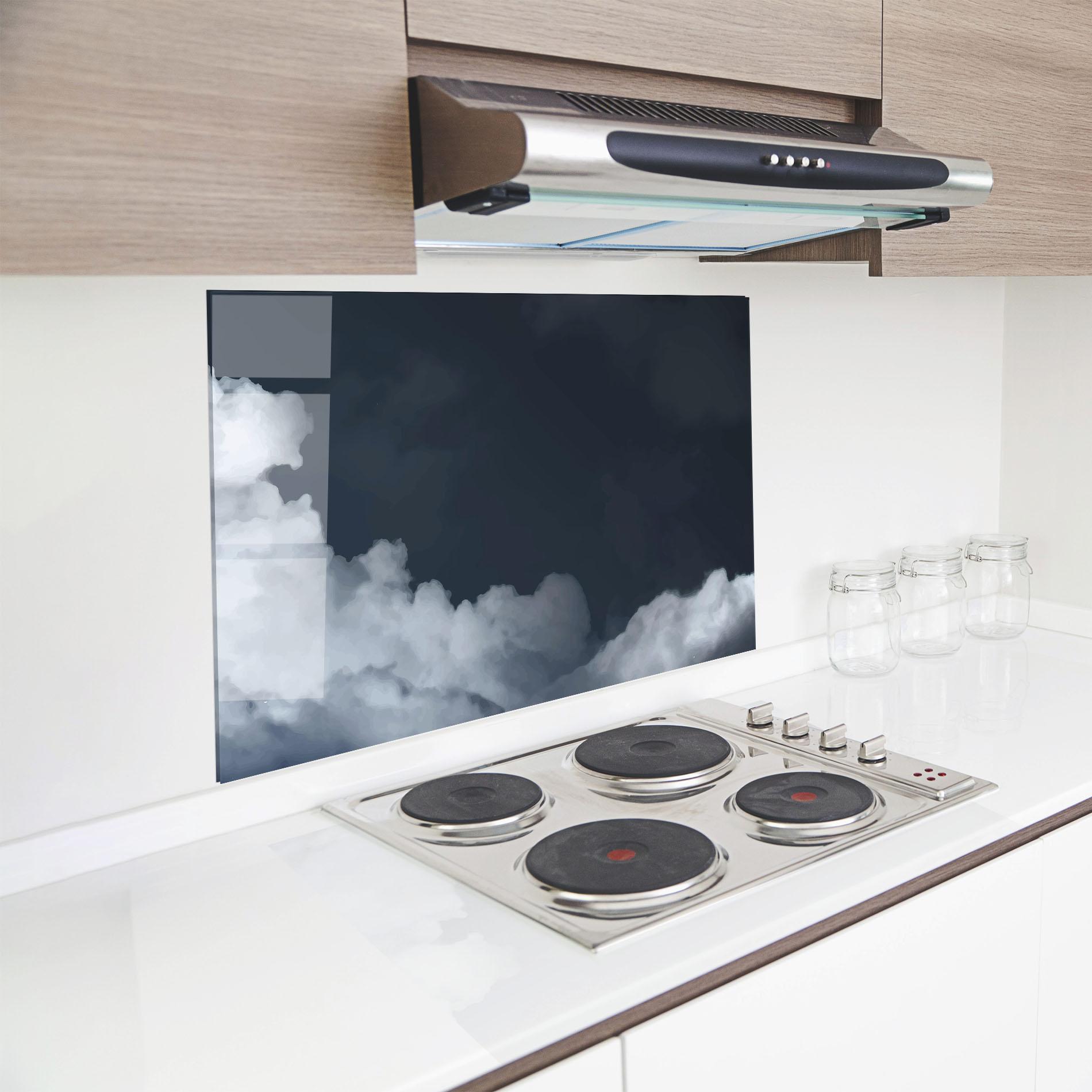 Konyhai üveg hátfal Clouds Watercolor Black mockup 8