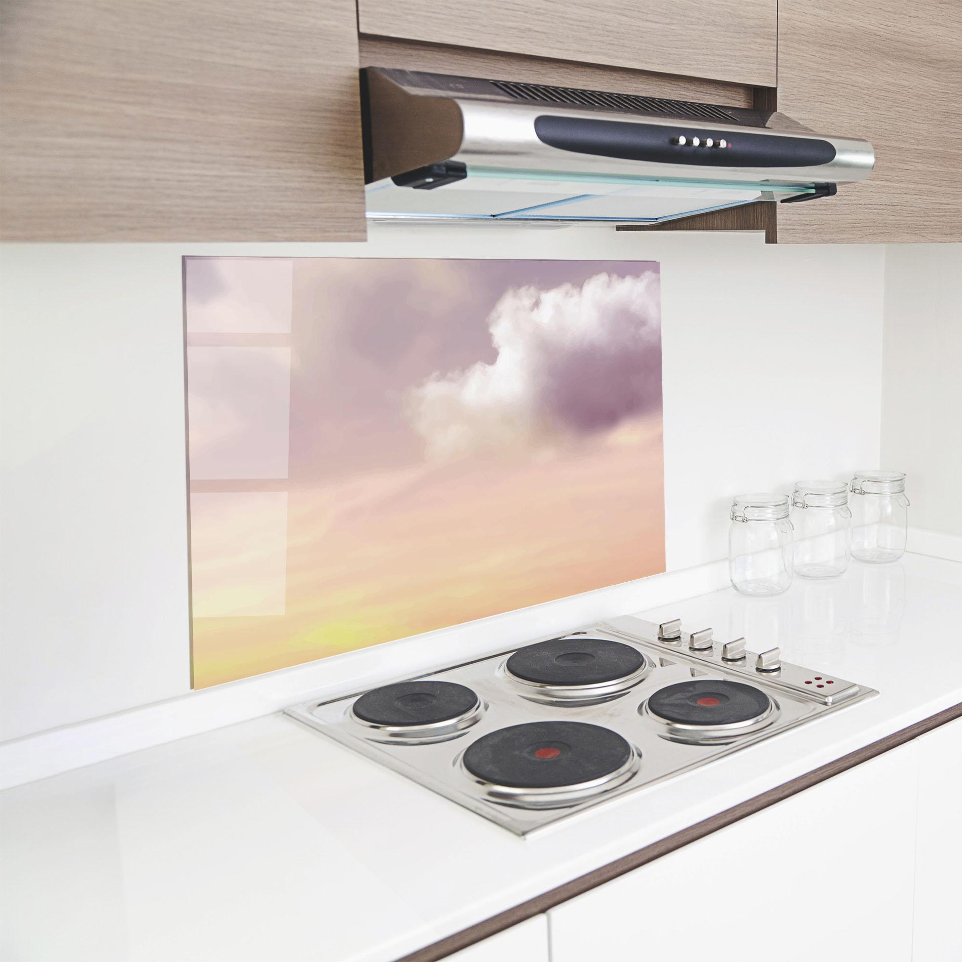 Konyhai üveg hátfal Clouds Watercolor Cream mockup 8