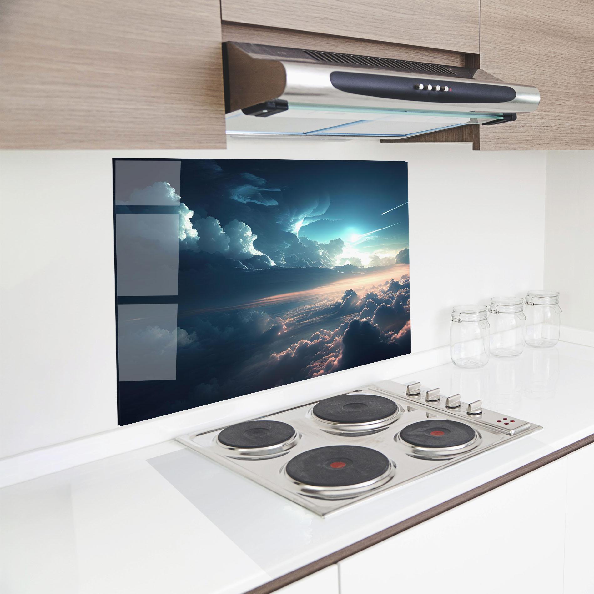 Konyhai üveg hátfal Dark Clouds mockup 8