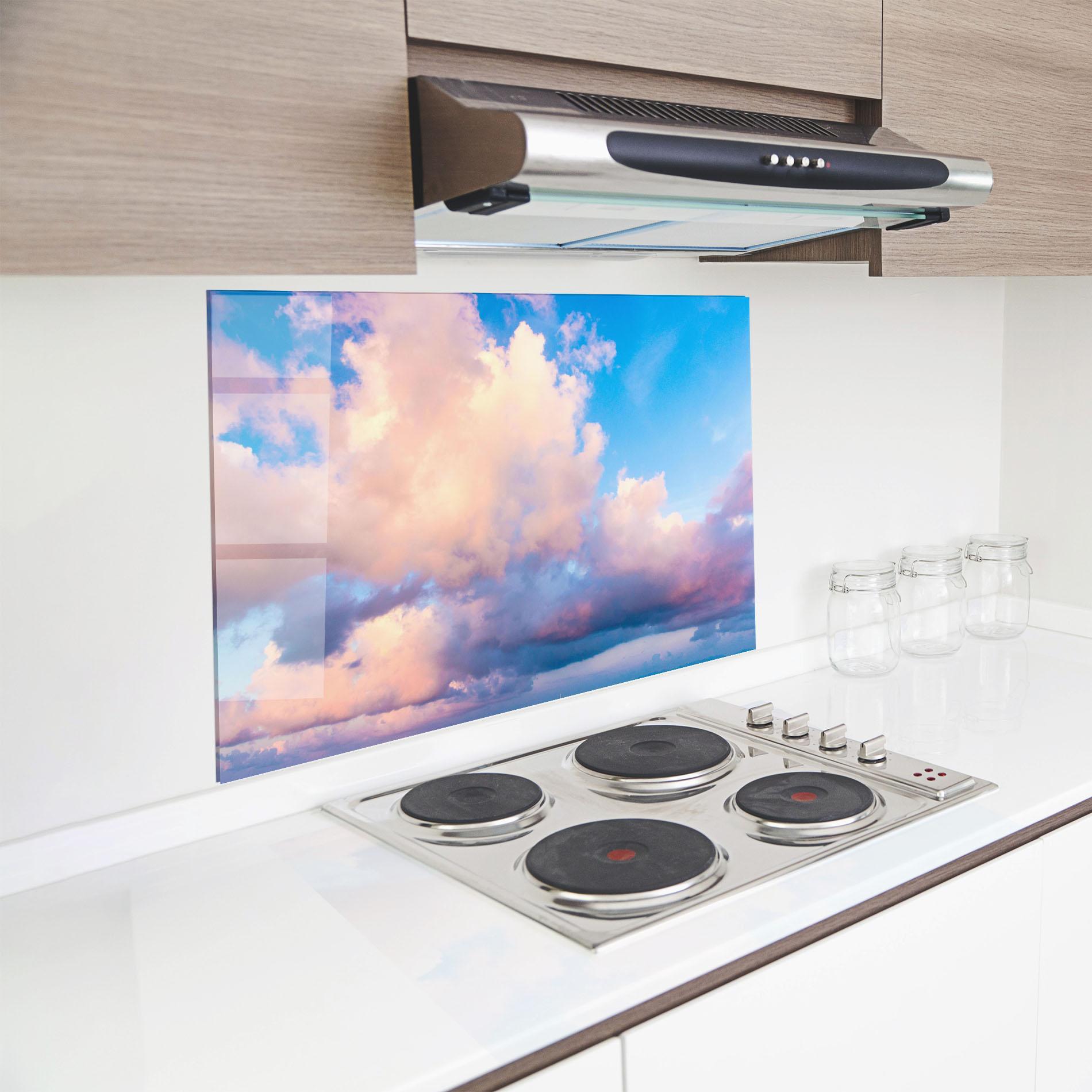 Konyhai üveg hátfal Dreamy Pink Clouds mockup 8