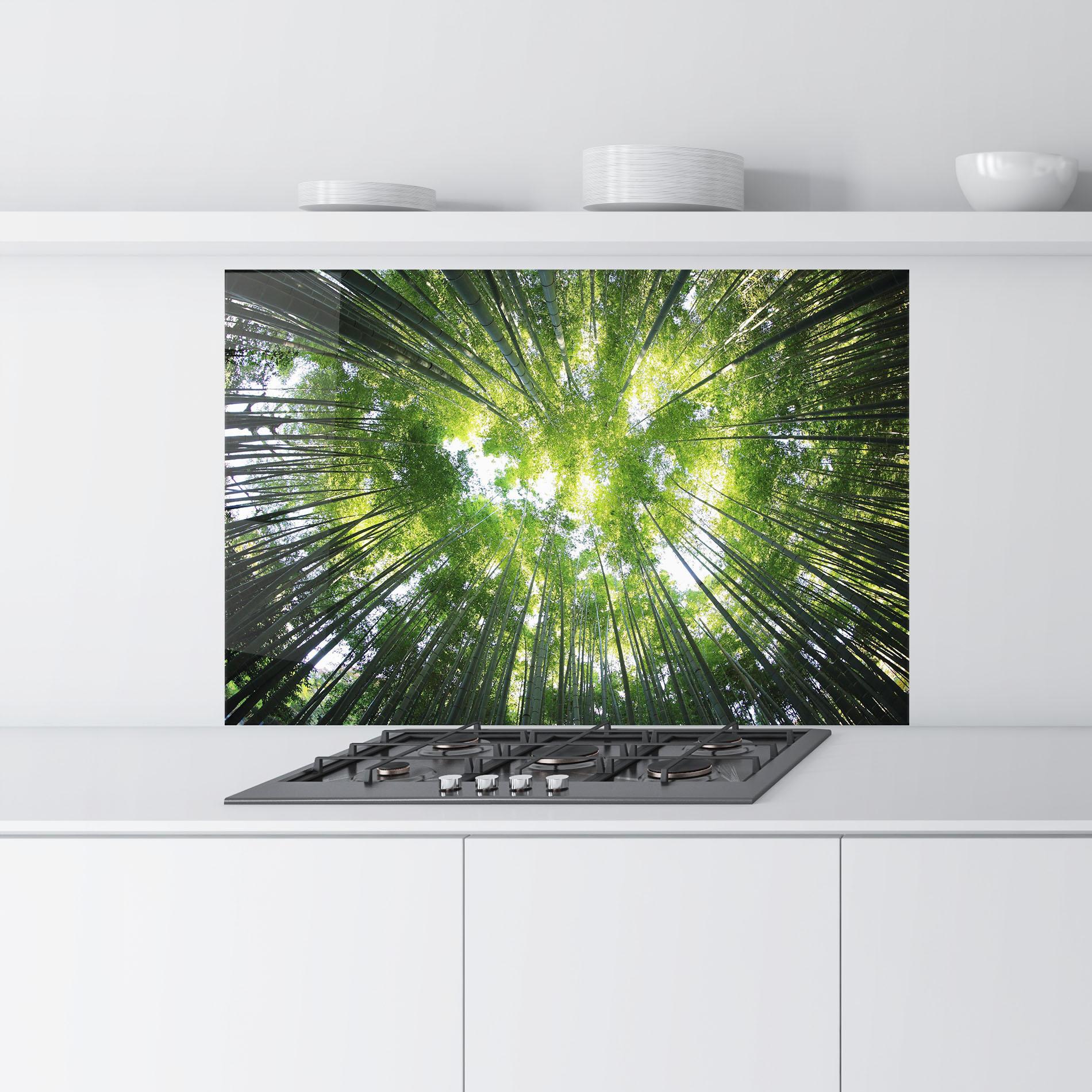 Konyhai üveg hátfal Big Trees Morning mockup 9