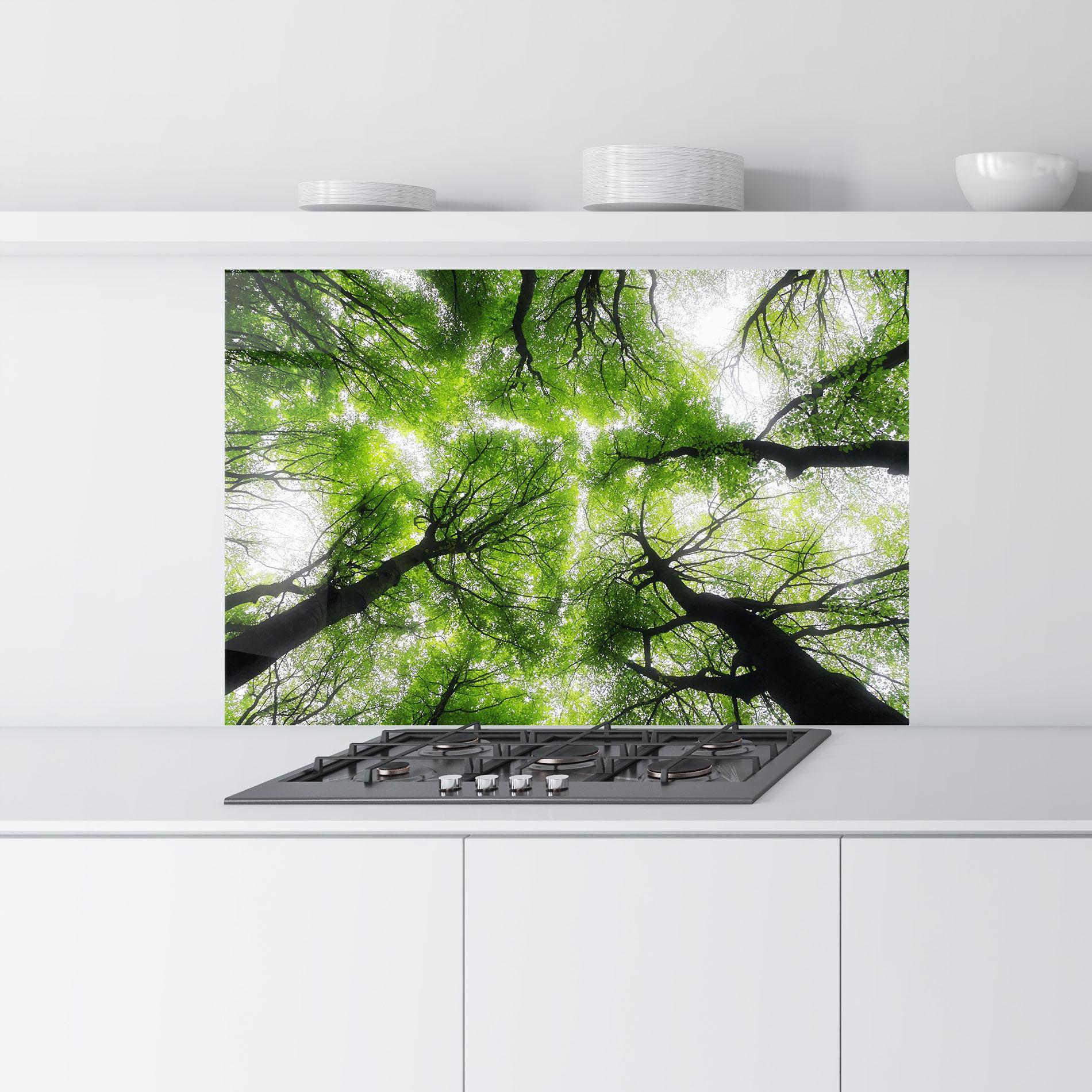 Konyhai üveg hátfal Forest Green Tree mockup 9