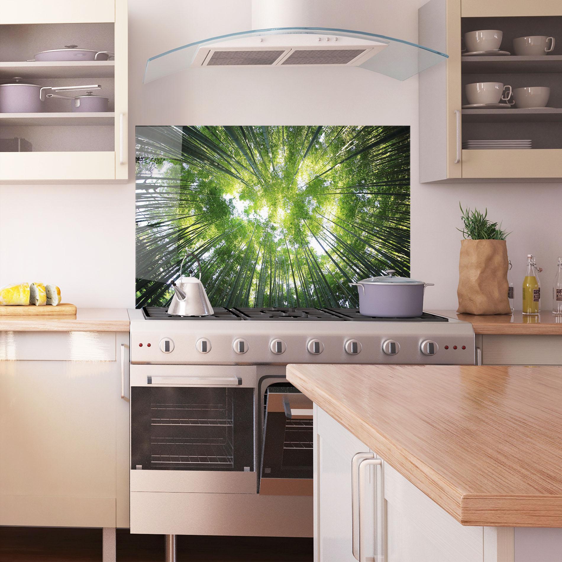 Konyhai üveg hátfal Big Trees Morning mockup 1