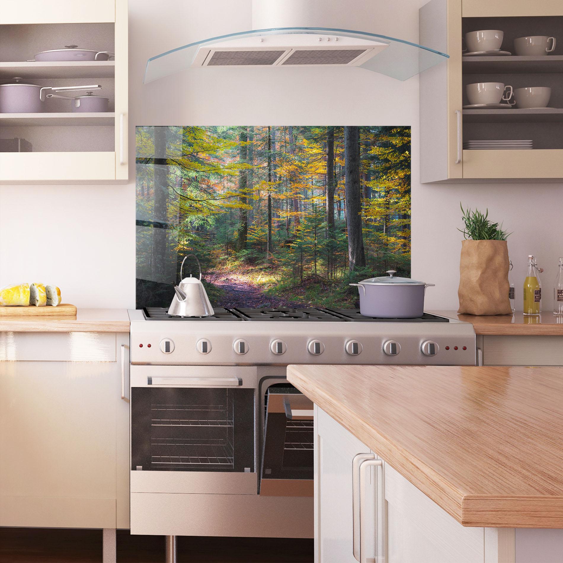 Konyhai üveg hátfal Dreamy Path Dorest mockup 1