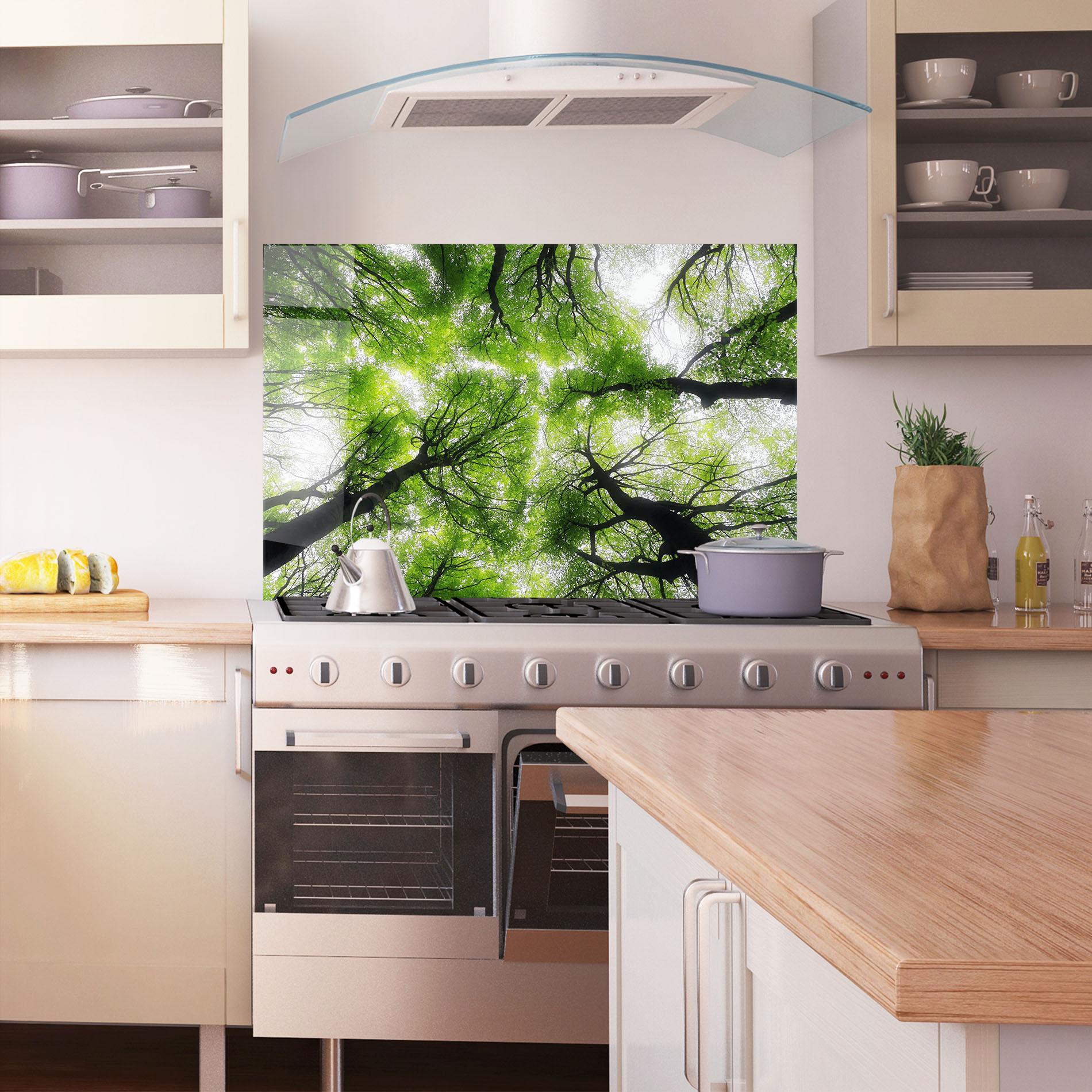 Konyhai üveg hátfal Forest Green Tree mockup 1