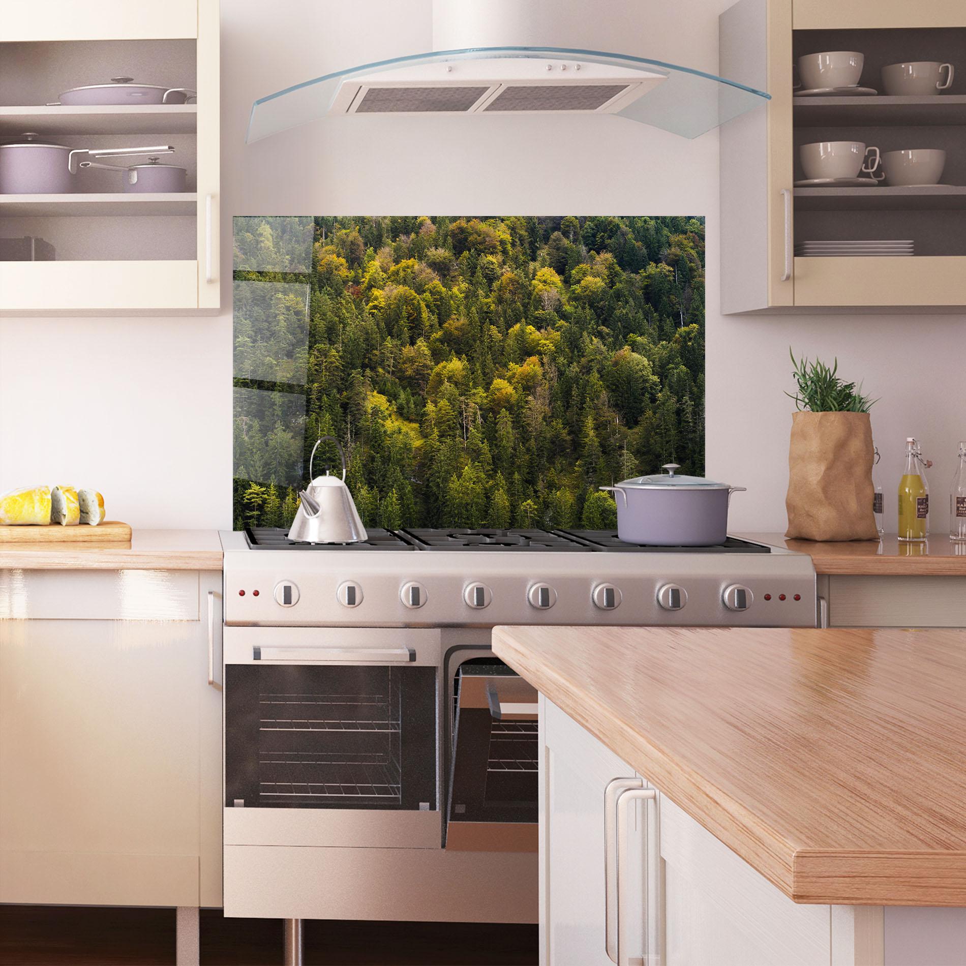 Konyhai üveg hátfal Green Shade Tree mockup 1