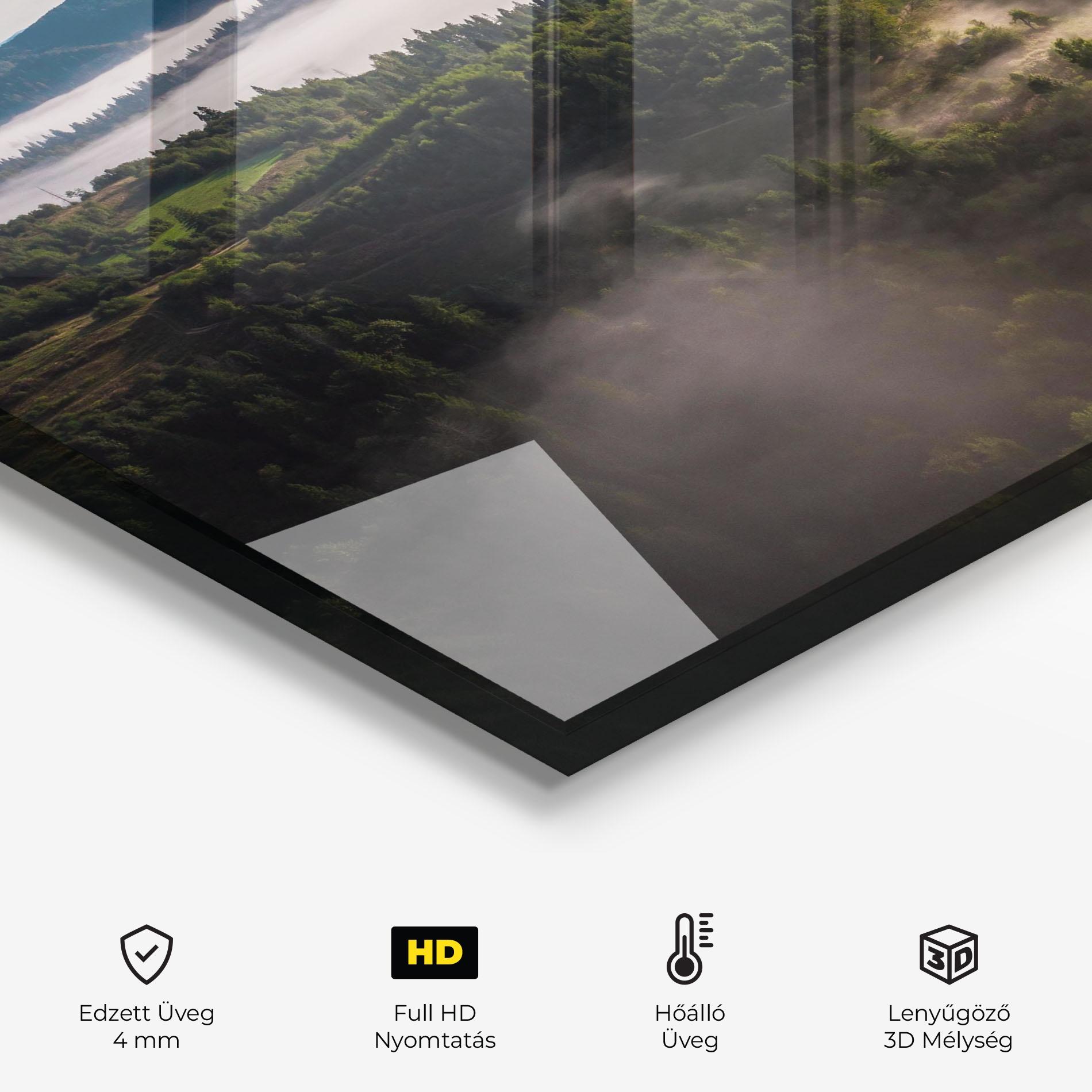 Konyhai üveg hátfal Foggy Forest View mockup 2