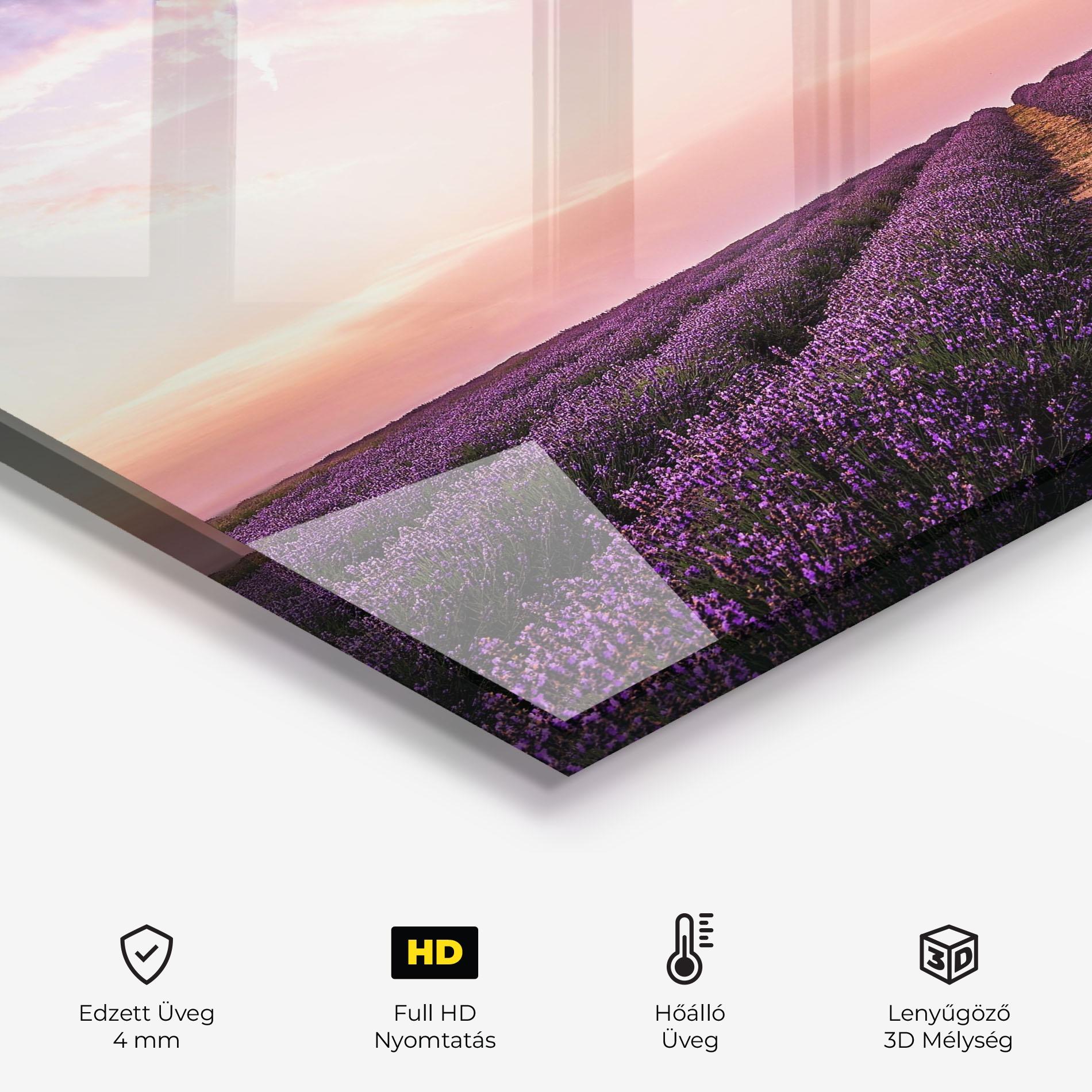 Konyhai üveg hátfal Lavender Field mockup 2