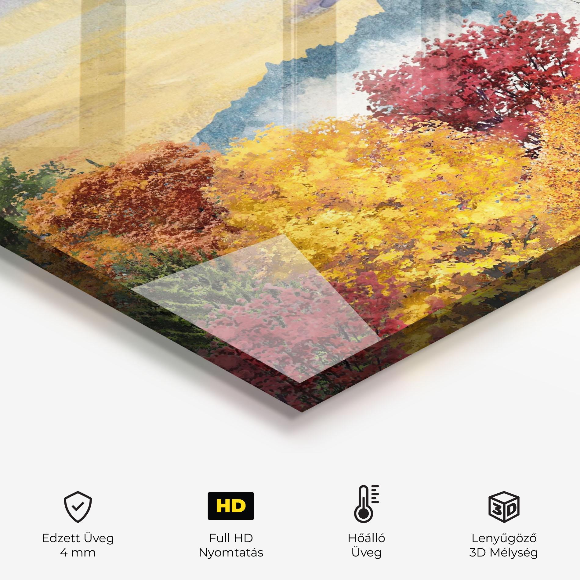 Konyhai üveg hátfal Mix Color Trees mockup 2