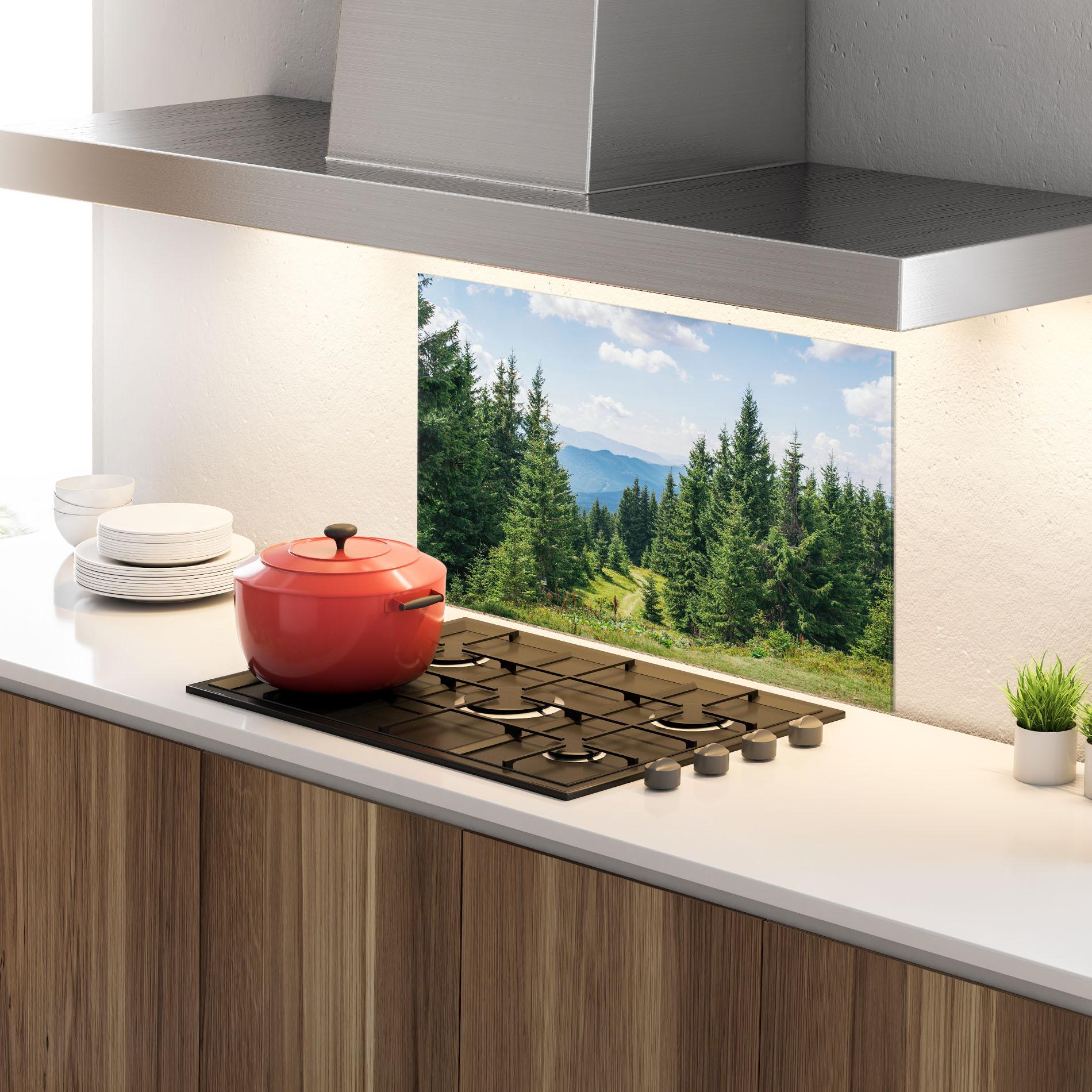 Konyhai üveg hátfal Carpathian Mountain mockup 4