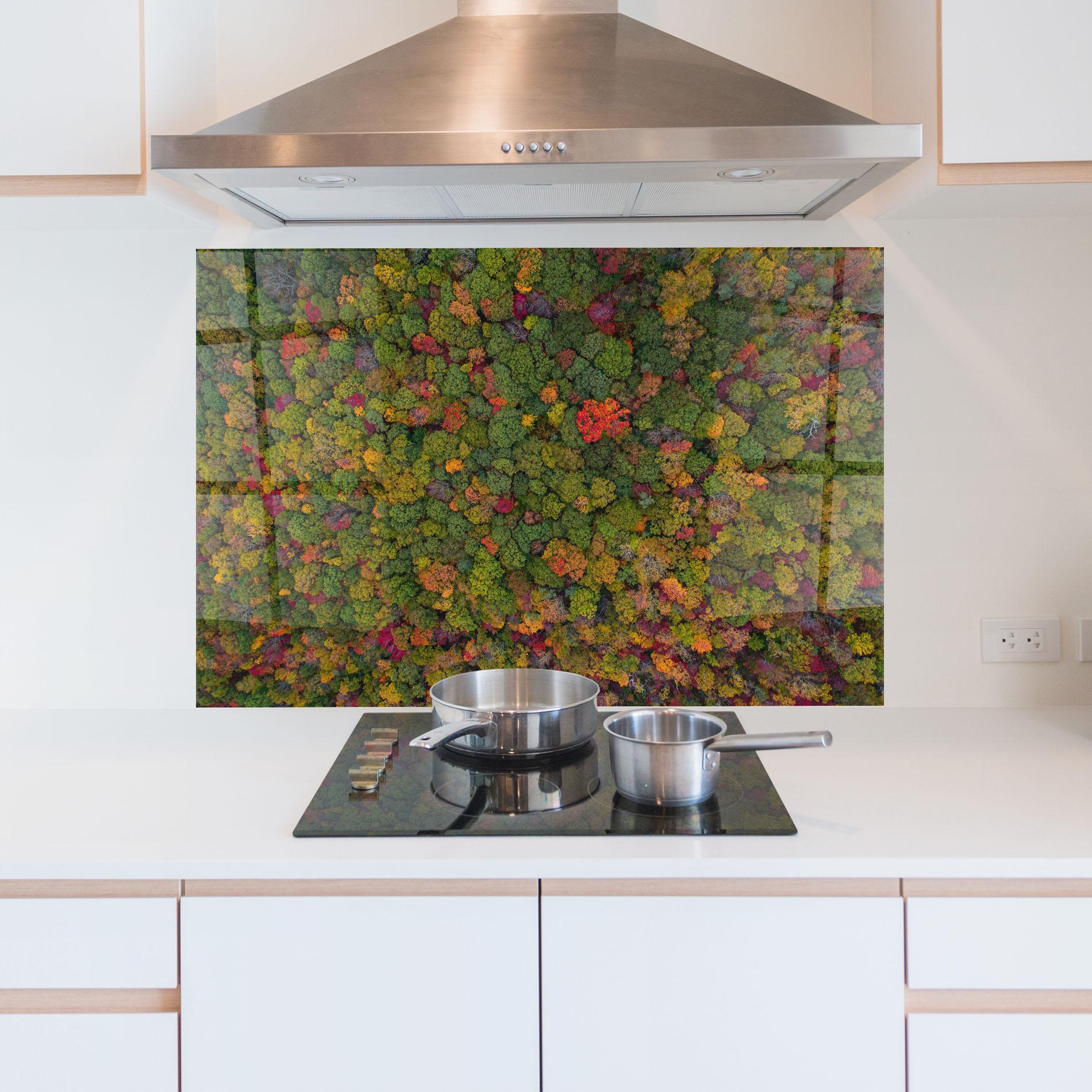 Konyhai üveg hátfal Color Mix Forest mockup 5
