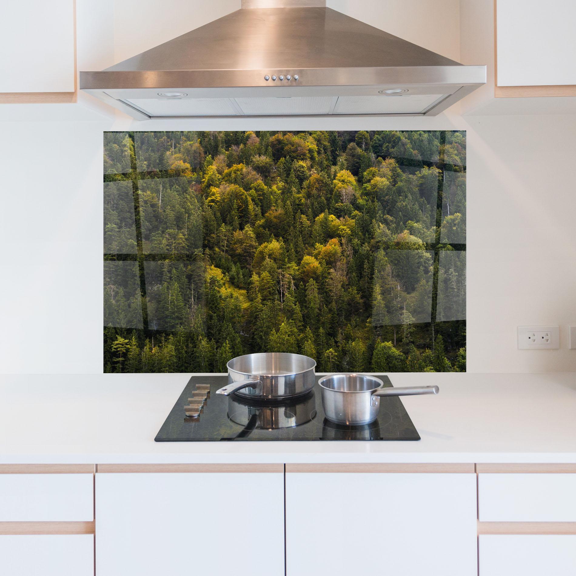 Konyhai üveg hátfal Green Shade Tree mockup 5