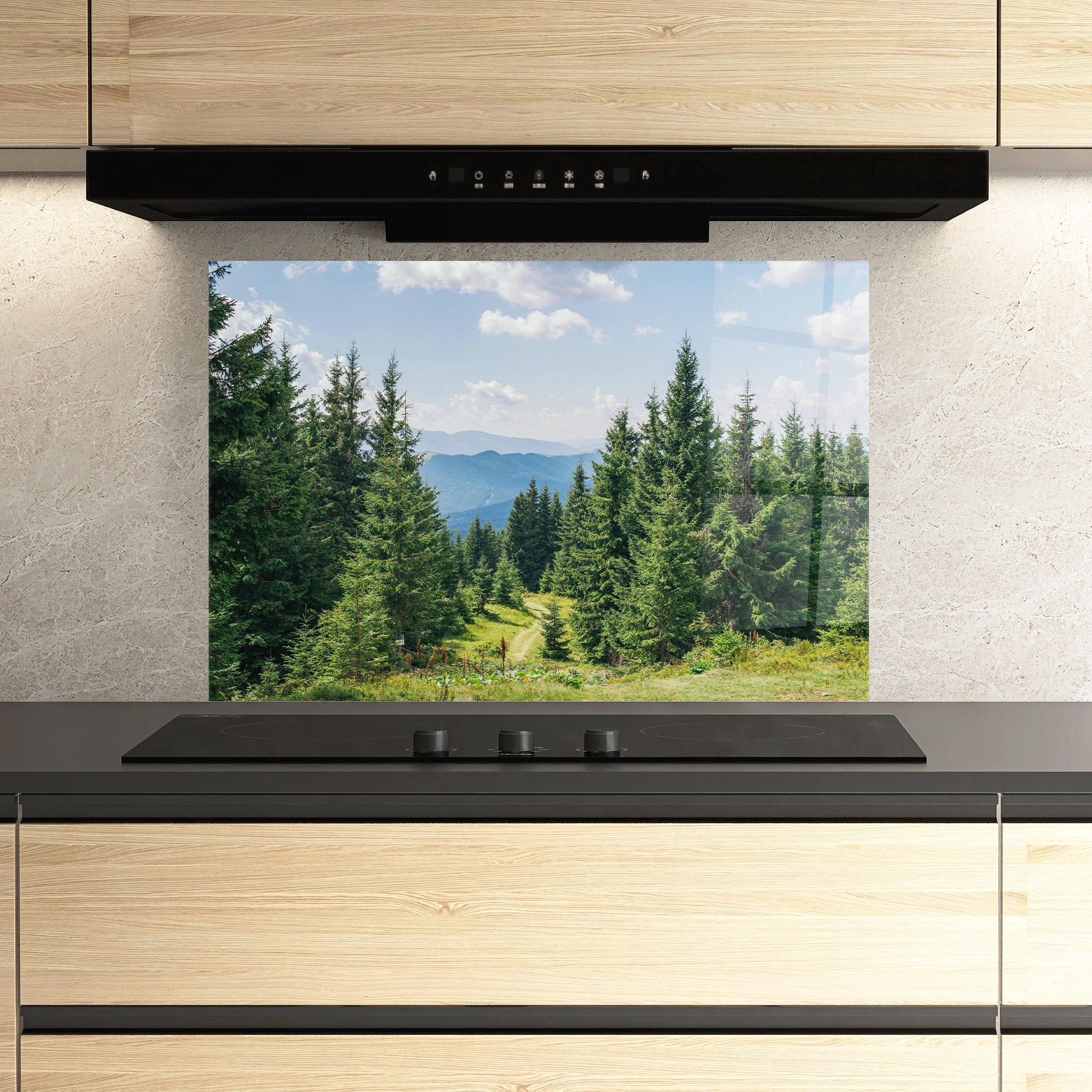 Konyhai üveg hátfal Carpathian Mountain mockup 3