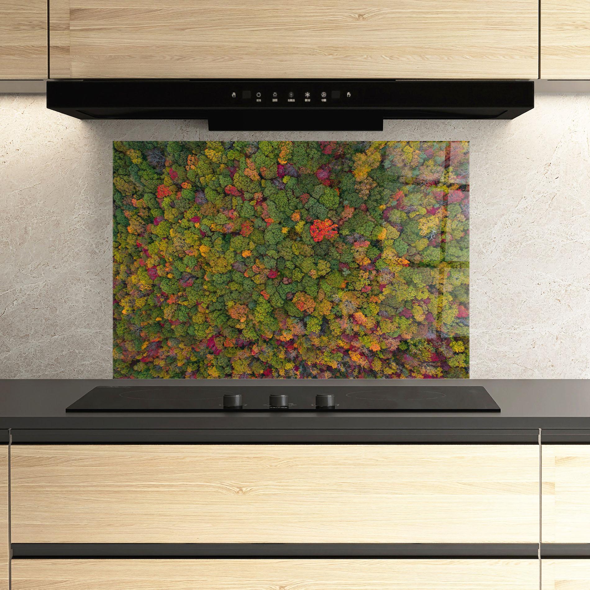 Konyhai üveg hátfal Color Mix Forest mockup 3